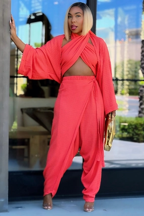 Karan Cozy Knit Three Piece Luxury Loungewear Set No Gap Waist Construction