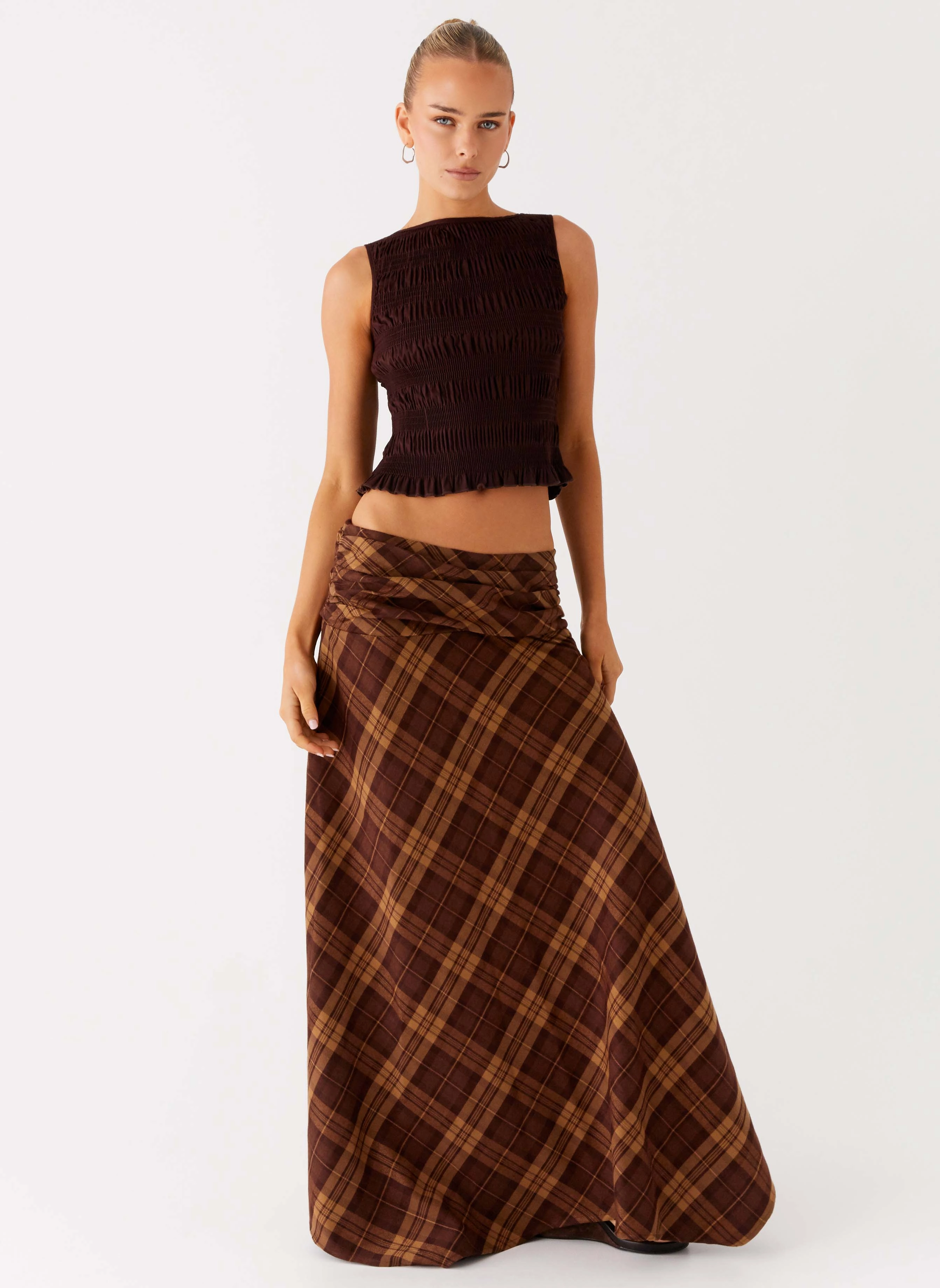 Smart Comfort SmoothZipper Karolina Maxi Skirt - Plaid