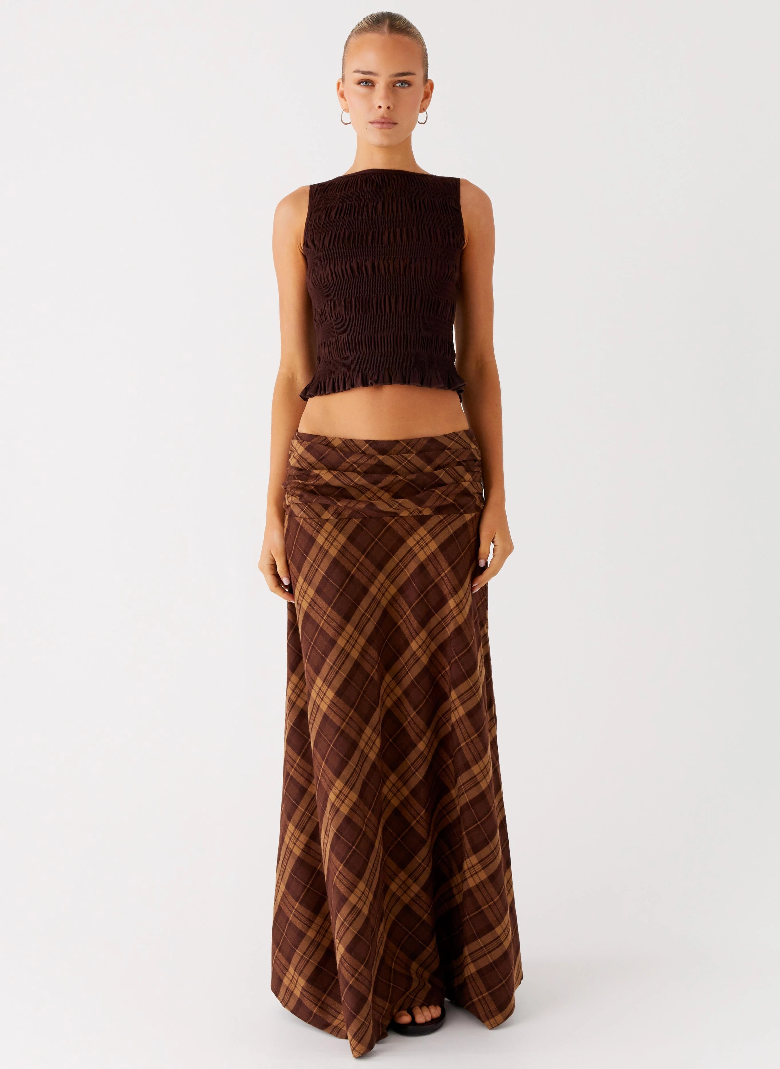 Karolina Maxi Skirt - Plaid Casual Comfort Fit