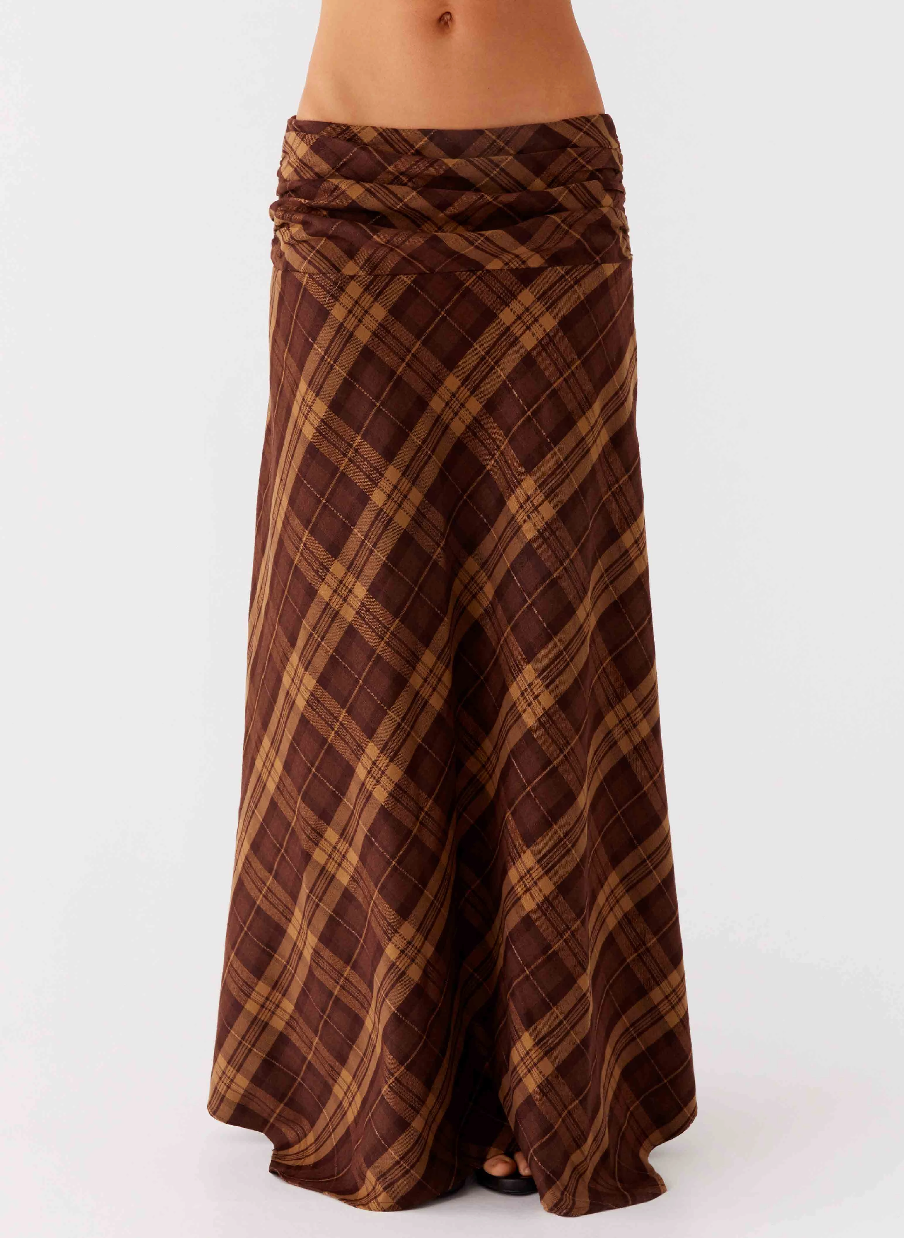 Karolina Maxi Skirt - Plaid Low Rise Fit