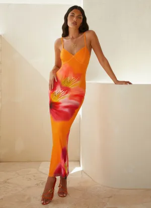 Summer Ready Kasey Midi Dress - Orange Tropical