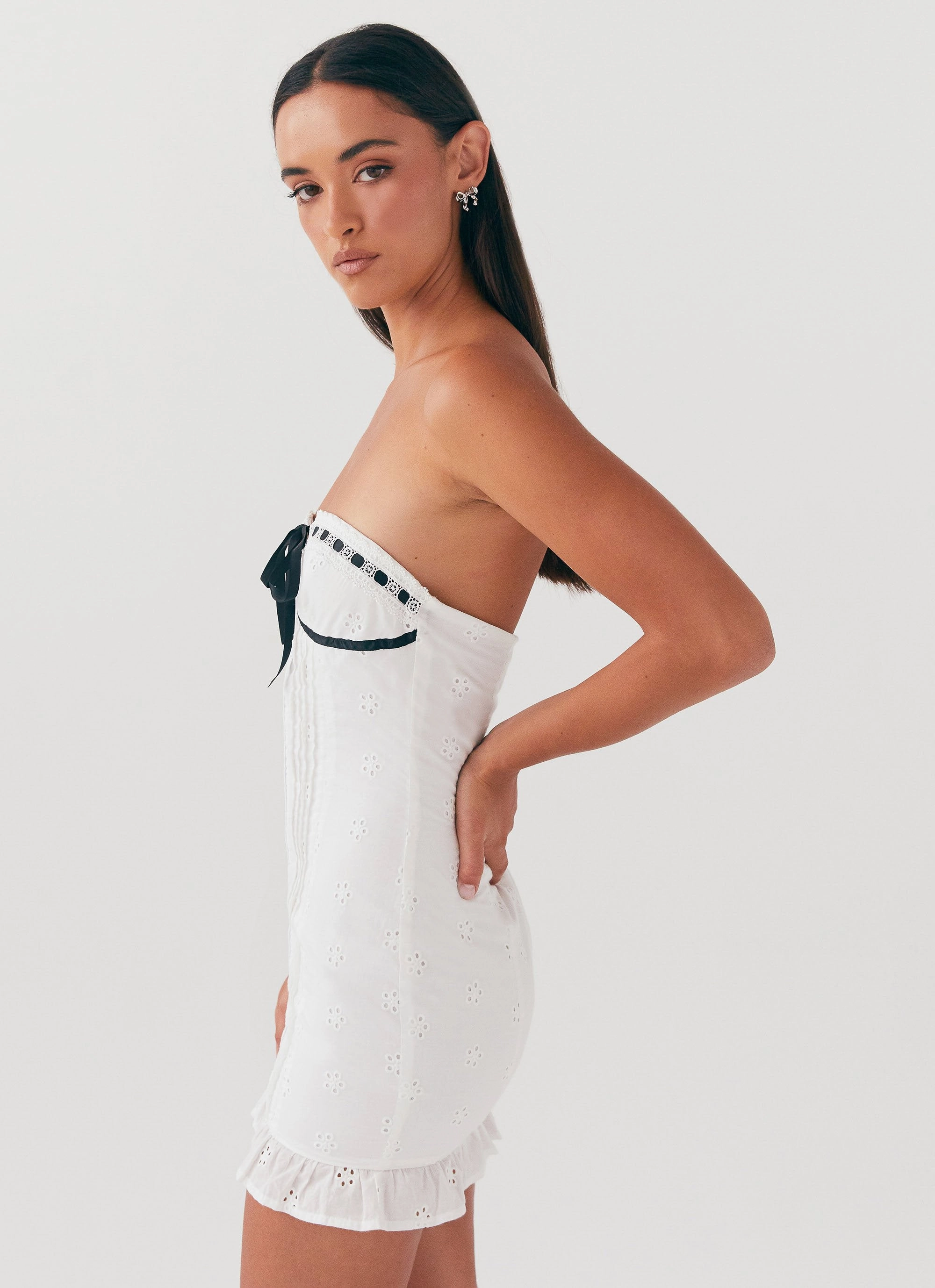 Katana Mini Dress - White Fitted Design