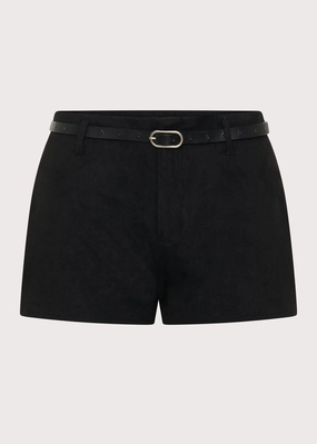 Lightweight Fit Comfy Feel Katie Suede Mini Shorts - Black