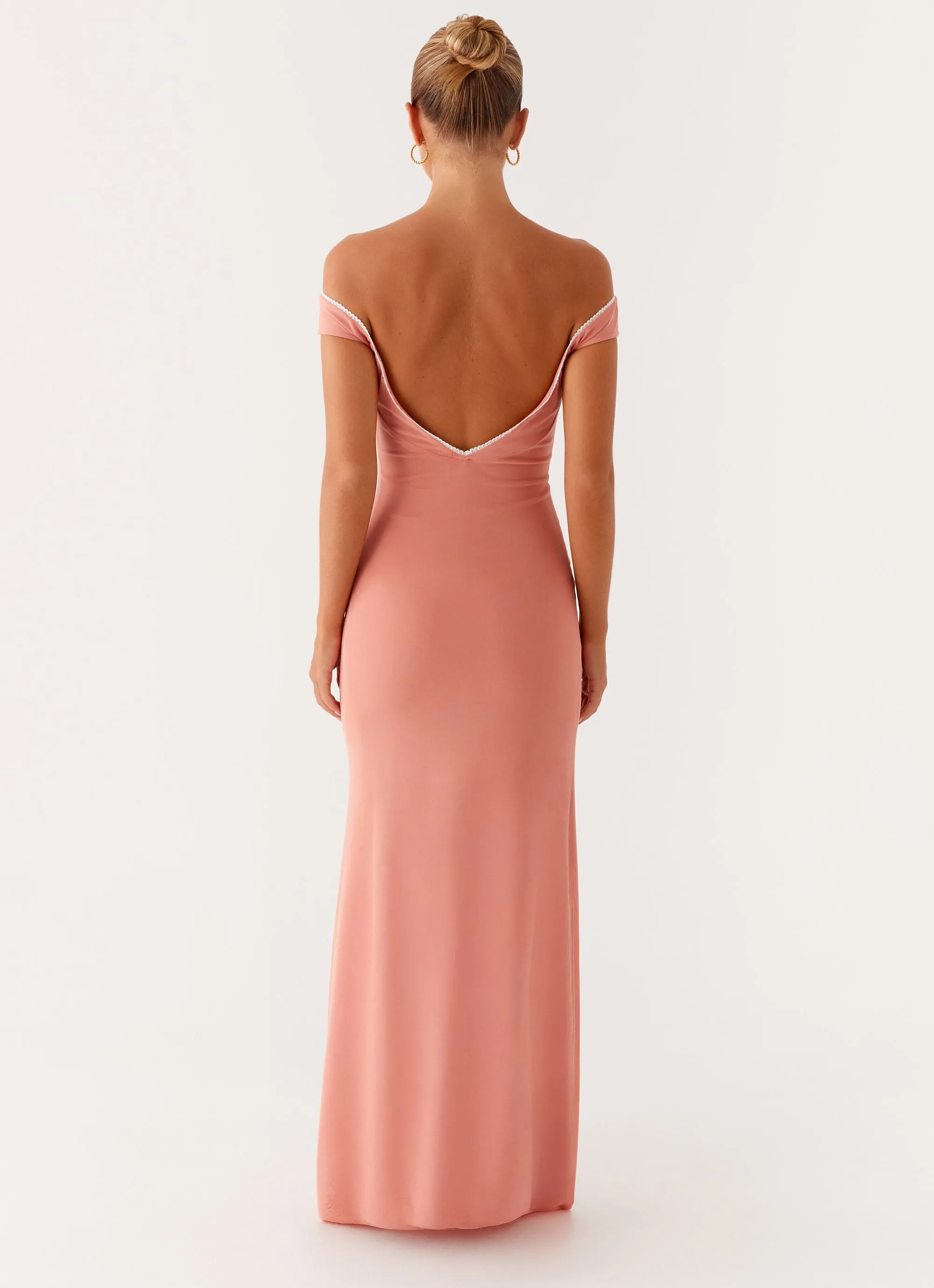 High Cut Chic Statement Katiya Maxi Dress - Peach