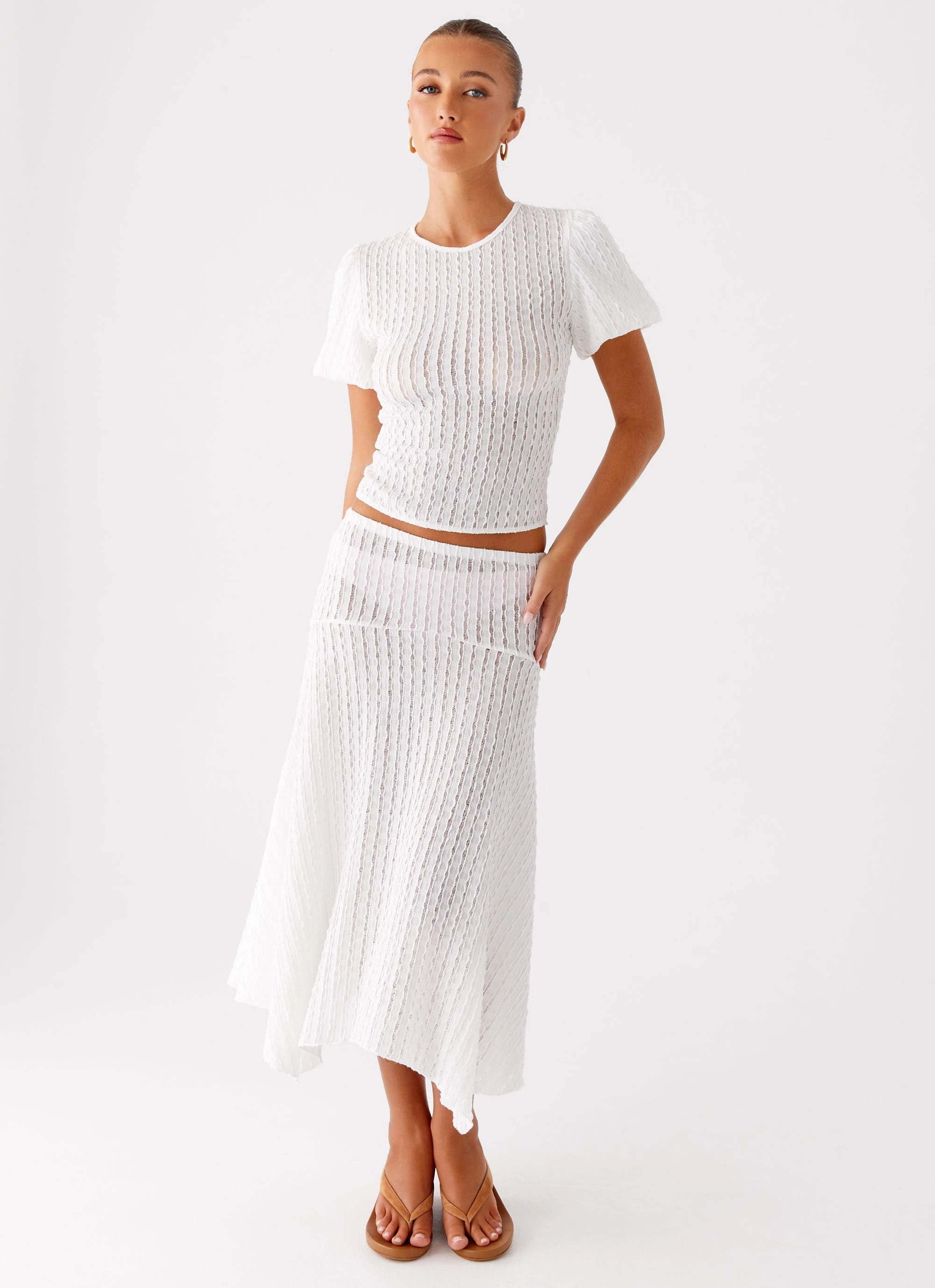 Work Ready Katta Midi Skirt - Ivory