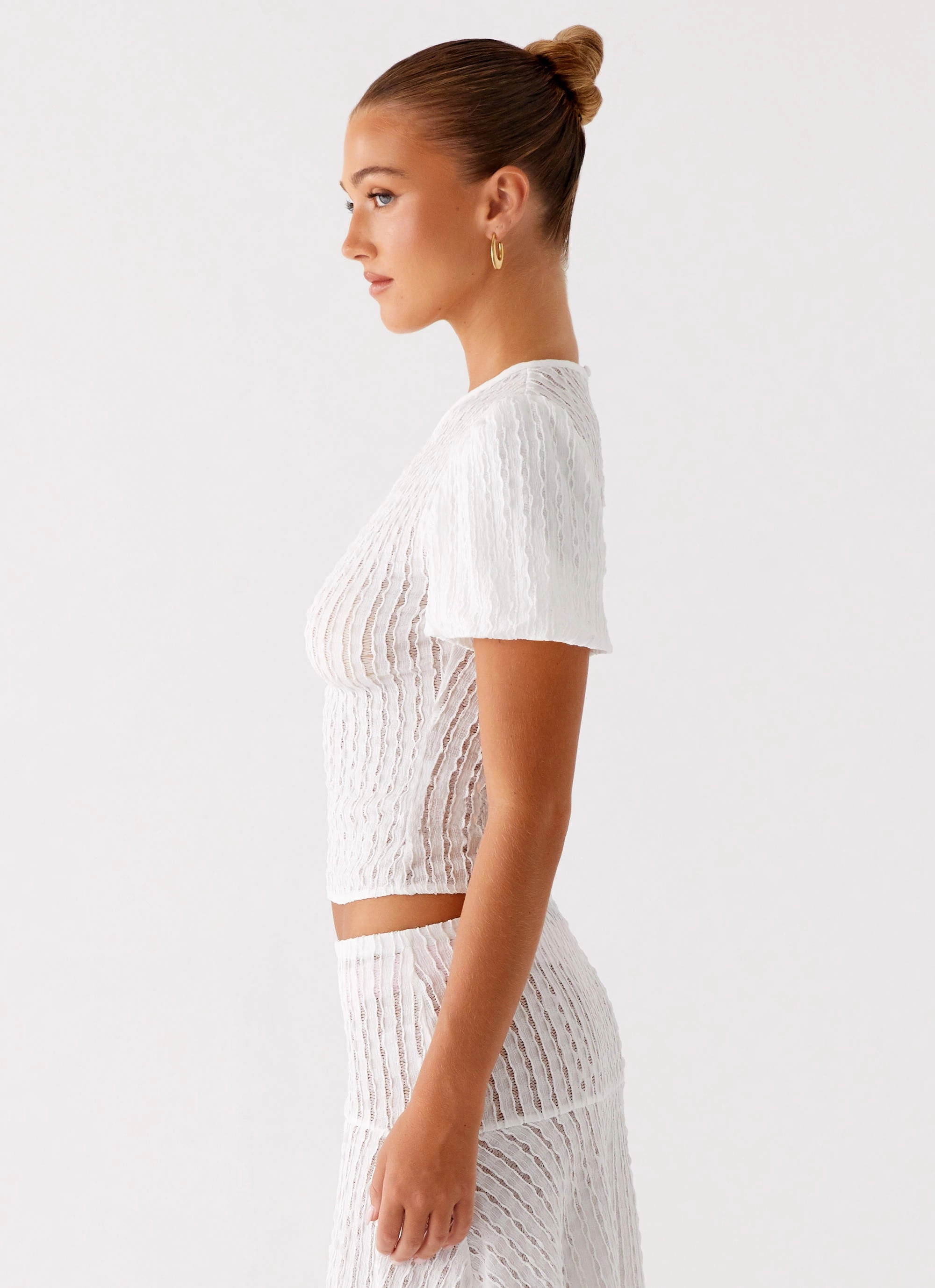 Easy Care Fabric Non Restrictive Armhole Cut Katta Top - Ivory