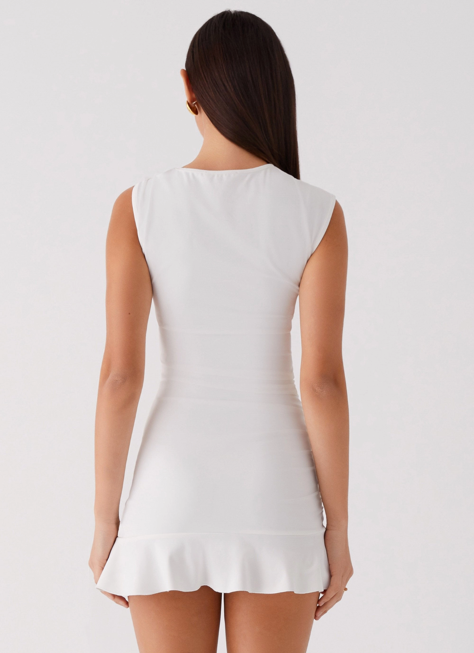 Katy Frill Mini Dress - Ivory Lace Accent