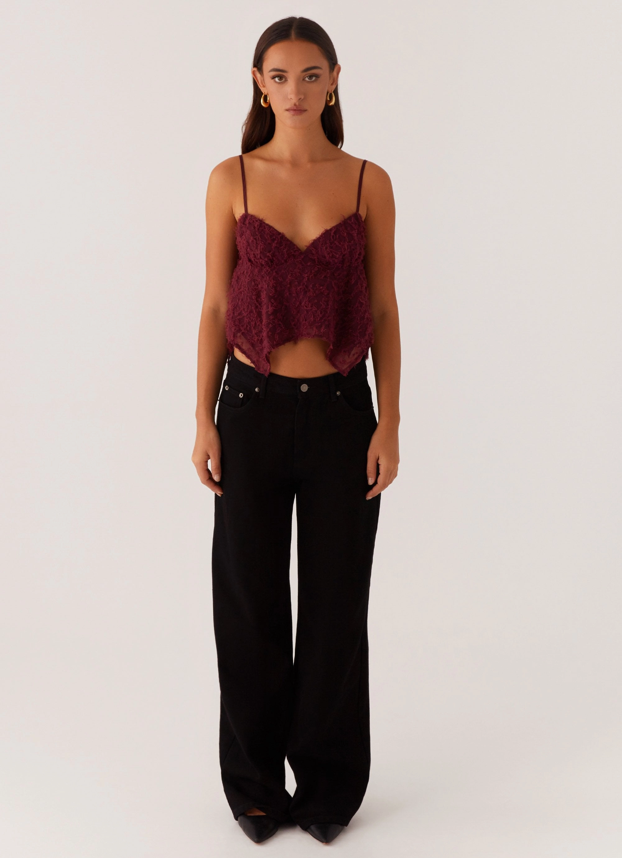 Non Irritating Label OdorResistantTechnology Katya Asymmetric Top - Maroon