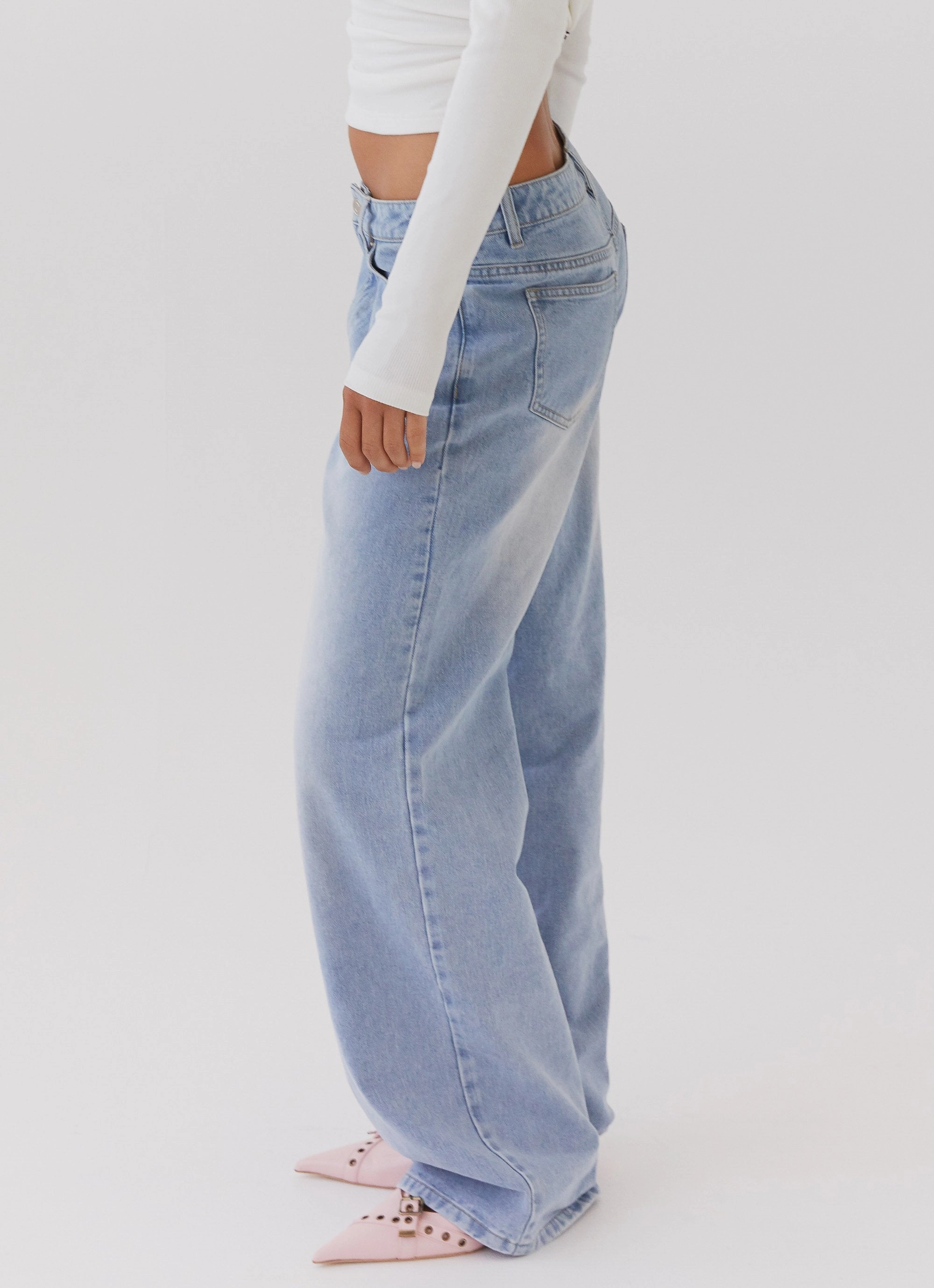 Cozy Essentials Keanna Low Rise Denim Jeans - Light Blue