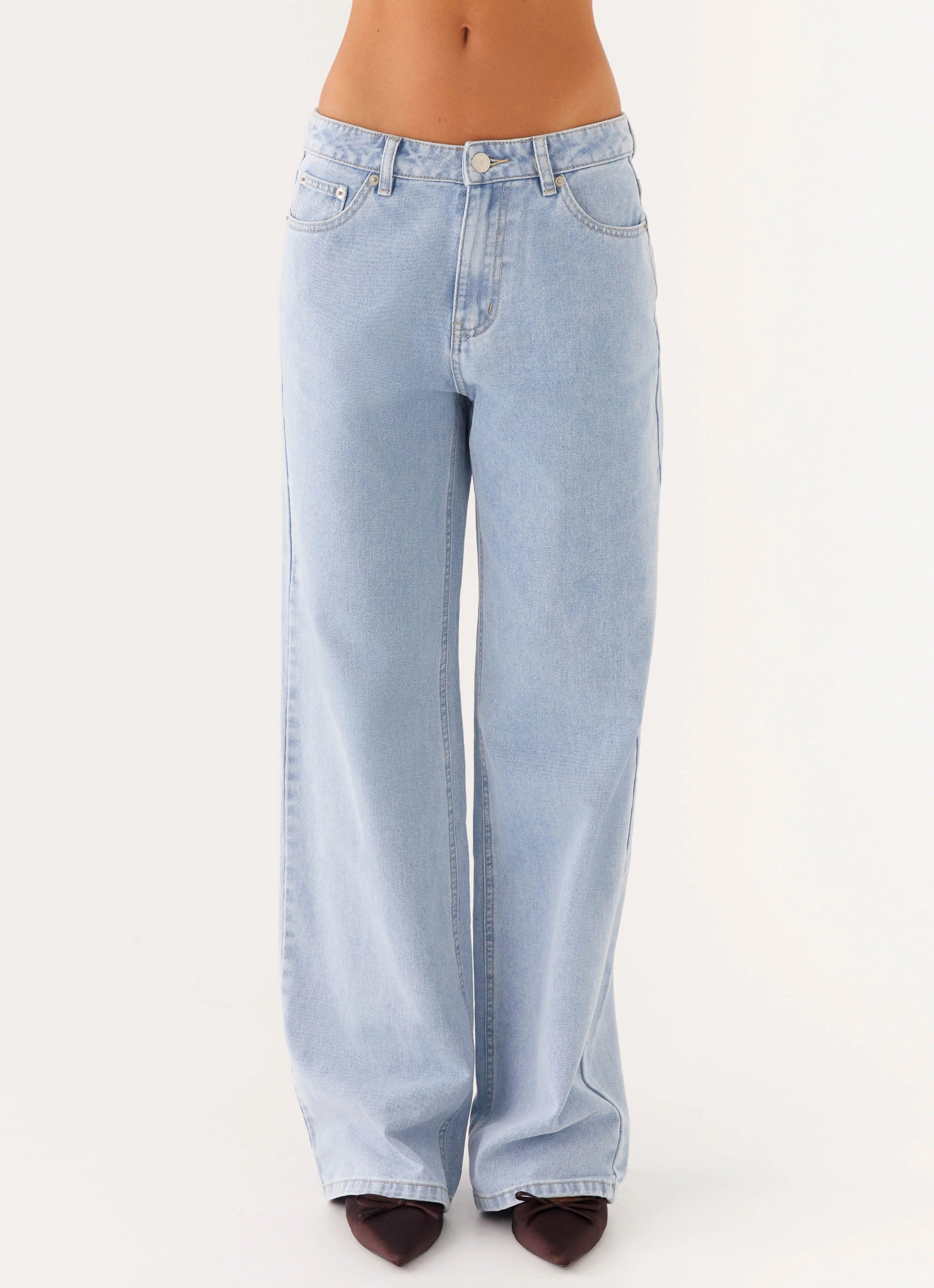 Core Utility Bold Design Keanna Low Rise Denim Jeans - Sky