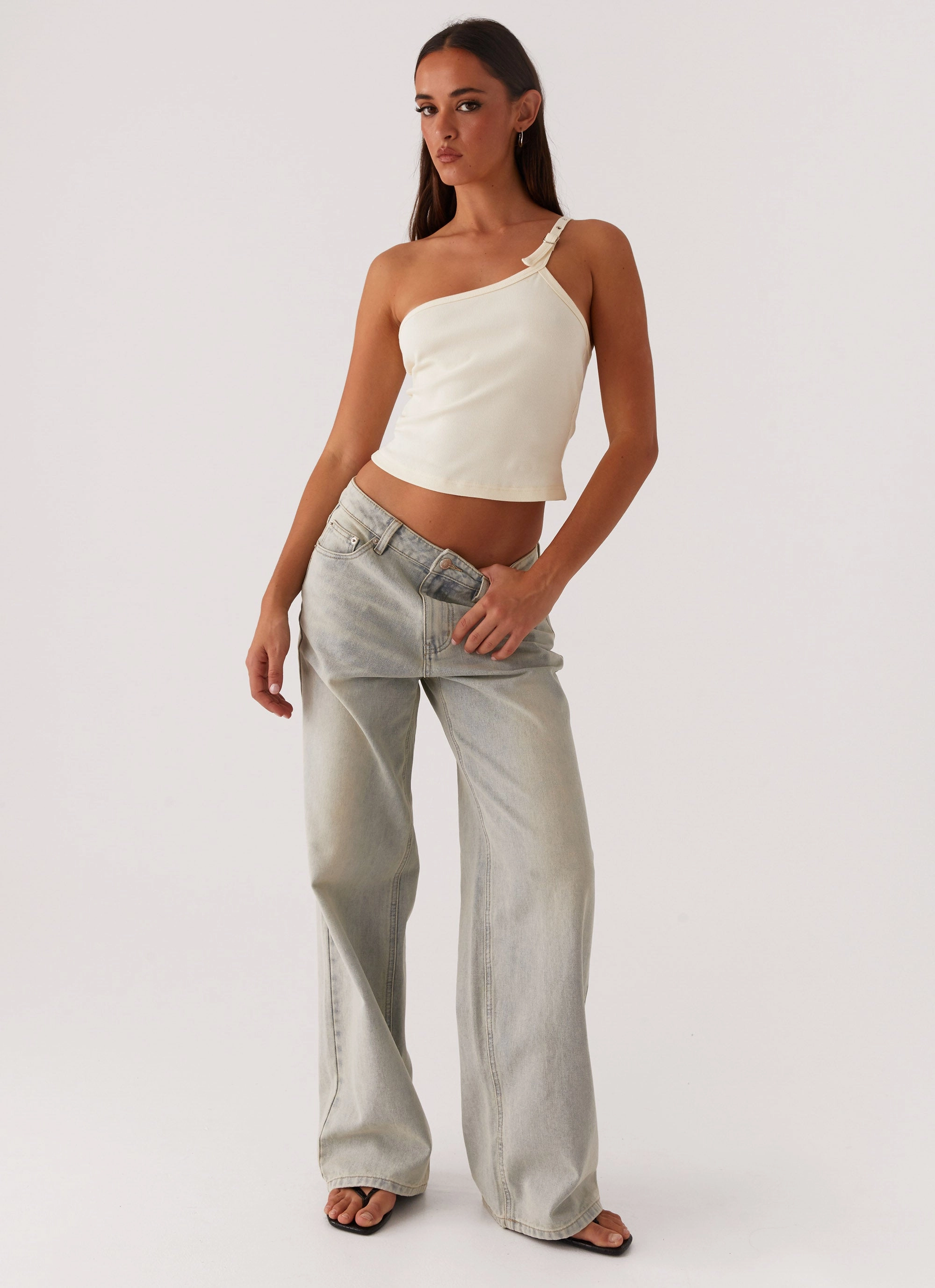 High Waist Wrinkle-Resistant Keanna Low Rise Denim Jeans - Vintage