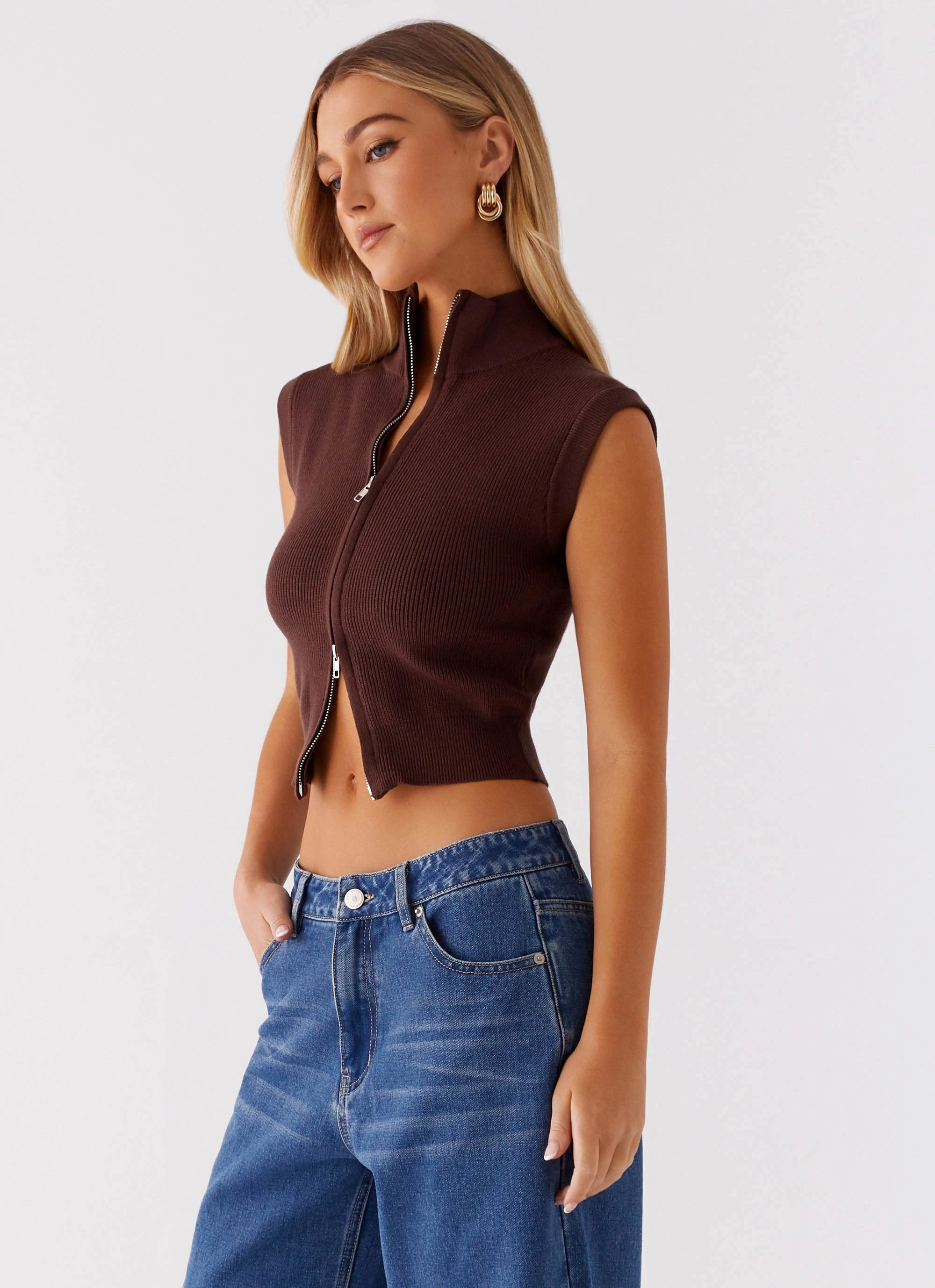Keegan Knit Vest - Chocolate Formal Blouse