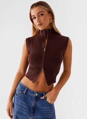 Keegan Knit Vest - Chocolate AntiStatic Coating