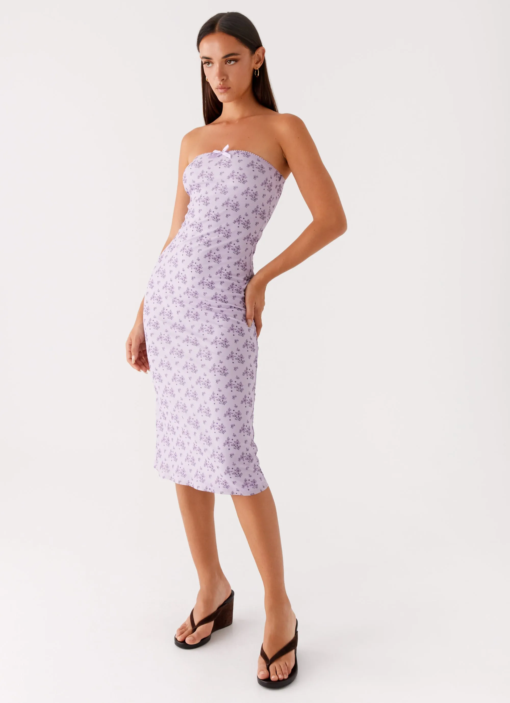 Smart Silhouette Keila Strapless Midi Dress - Lavender Meadow