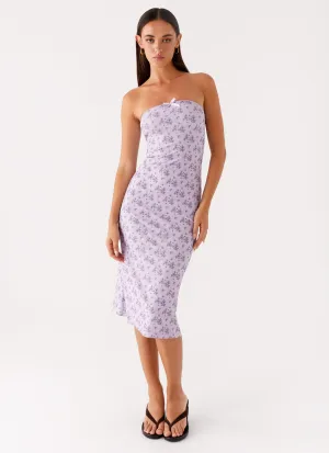 Keila Strapless Midi Dress - Lavender Meadow Neat Finish Fluid movement