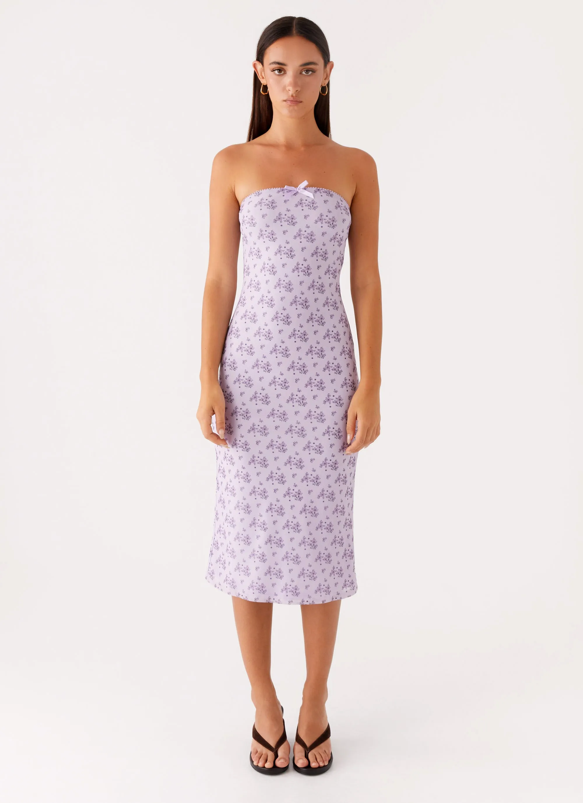Keila Strapless Midi Dress - Lavender Meadow Chic casual