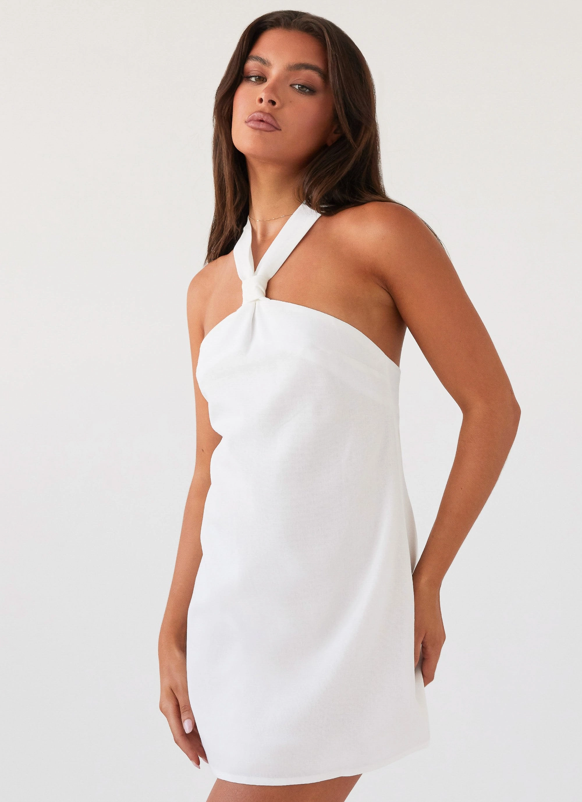 Maternity-Fit Keira Linen Mini Dress - White