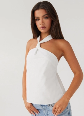 EcoFriendlyMaterial SeamlessKnitConstruction Keira Linen Top - White