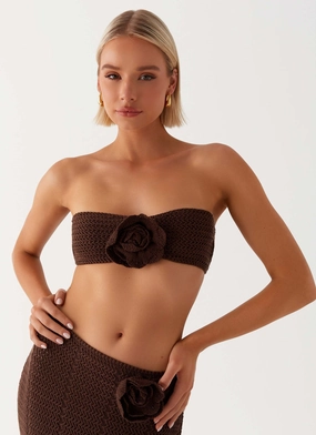 Kelcie Rose Crochet Bandeau Top - Chocolate Anti Pilling Technology Breathable Lining