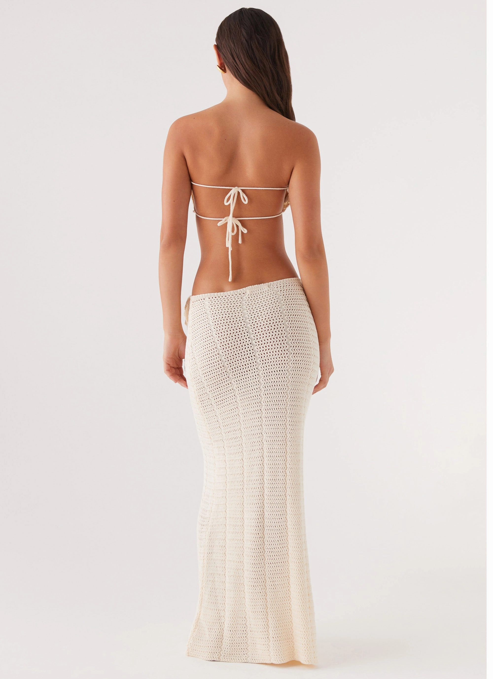 Kelcie Rose Crochet Maxi Skirt - Ivory Sport Fit Low Bulk Design