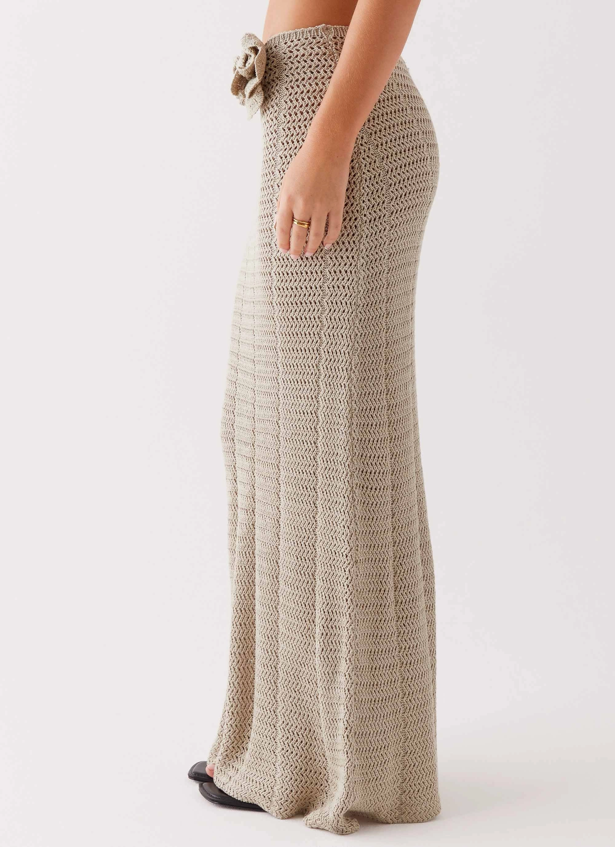 Airy Feel Chilly Weather Fit Kelcie Rose Crochet Maxi Skirt - Sage