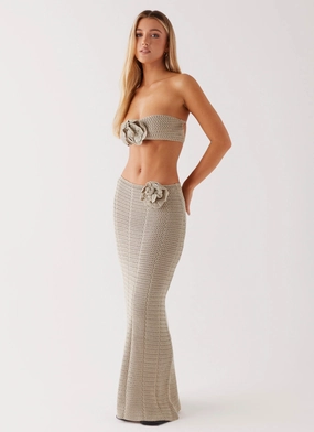 Kelcie Rose Crochet Maxi Skirt - Sage Bold Design Comfortable Layers