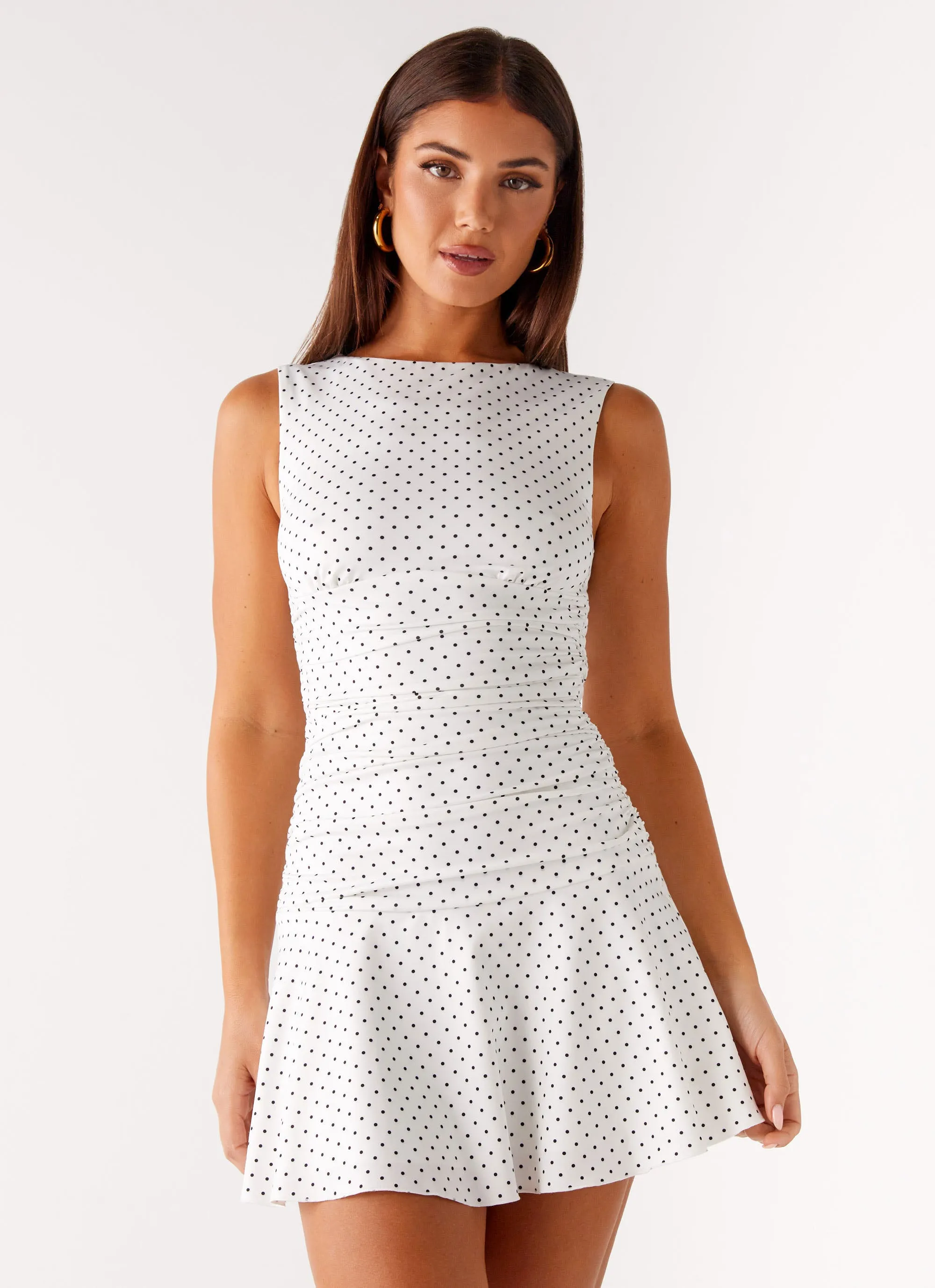 Comfy Design Cozy Energy Kelda Mini Dress - White Polka Dot