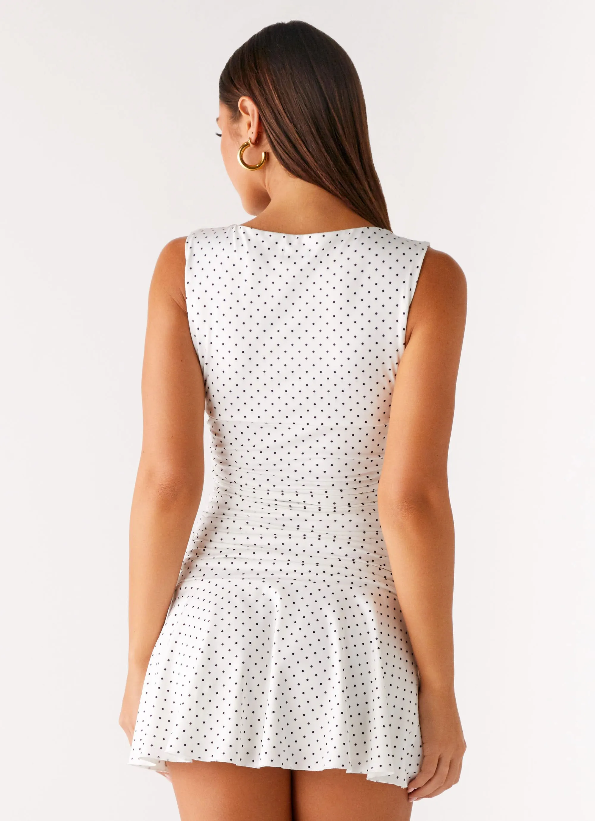 Smart Design Flattering Shape Kelda Mini Dress - White Polka Dot