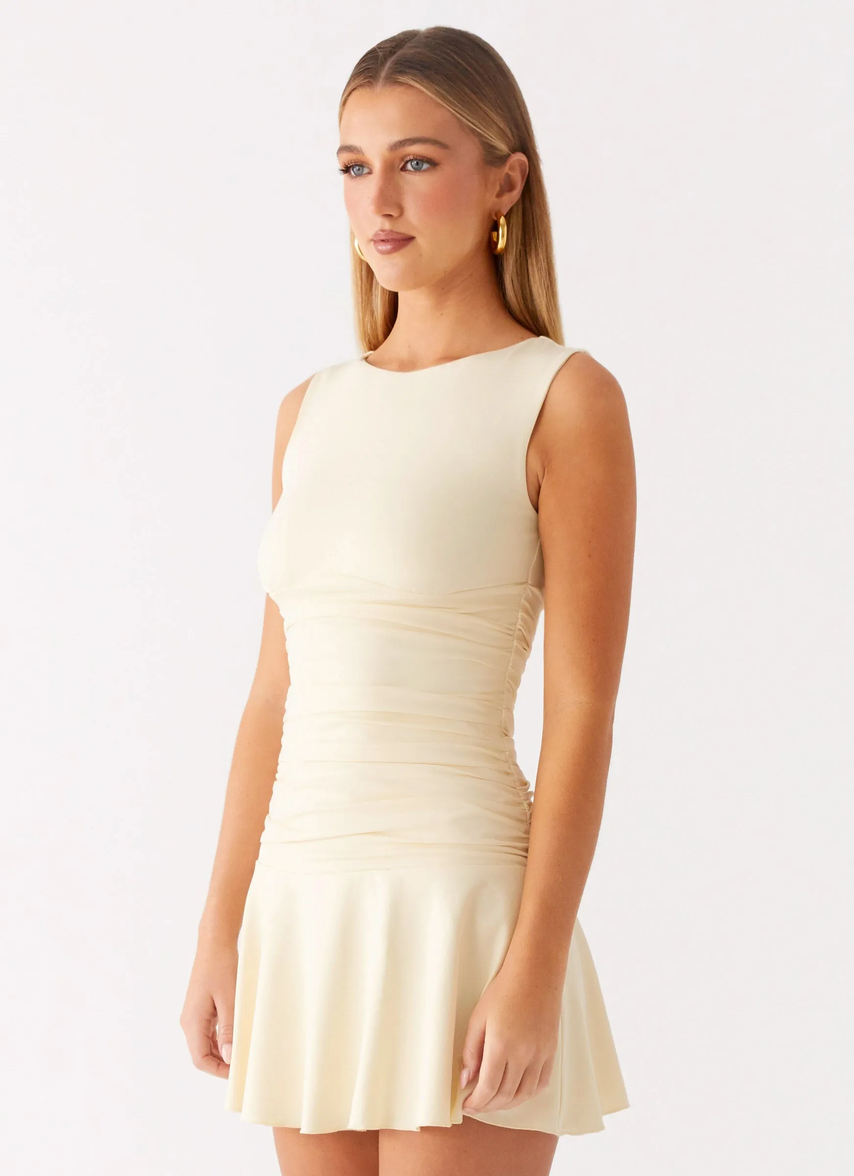 Kelda Mini Dress - Yellow Glossy Detail