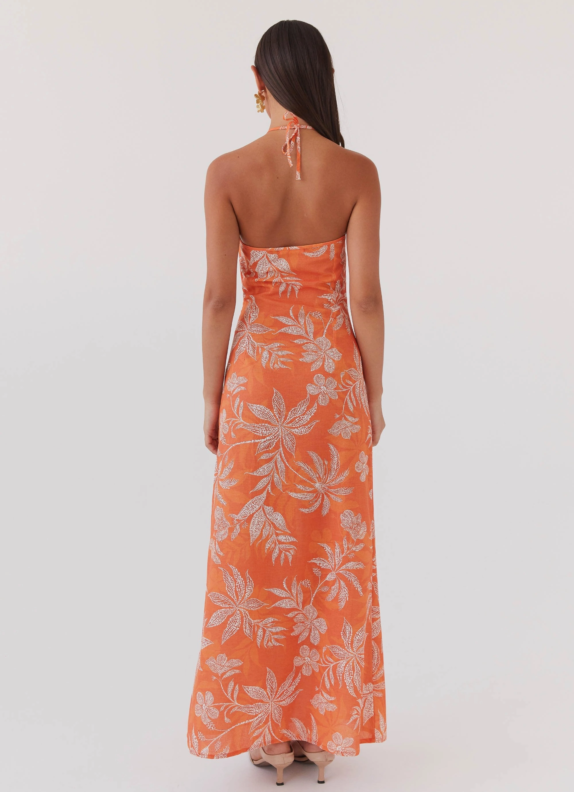Casual Layers Gloss Finish Keliegh Linen Maxi Dress - Tropic Sunset