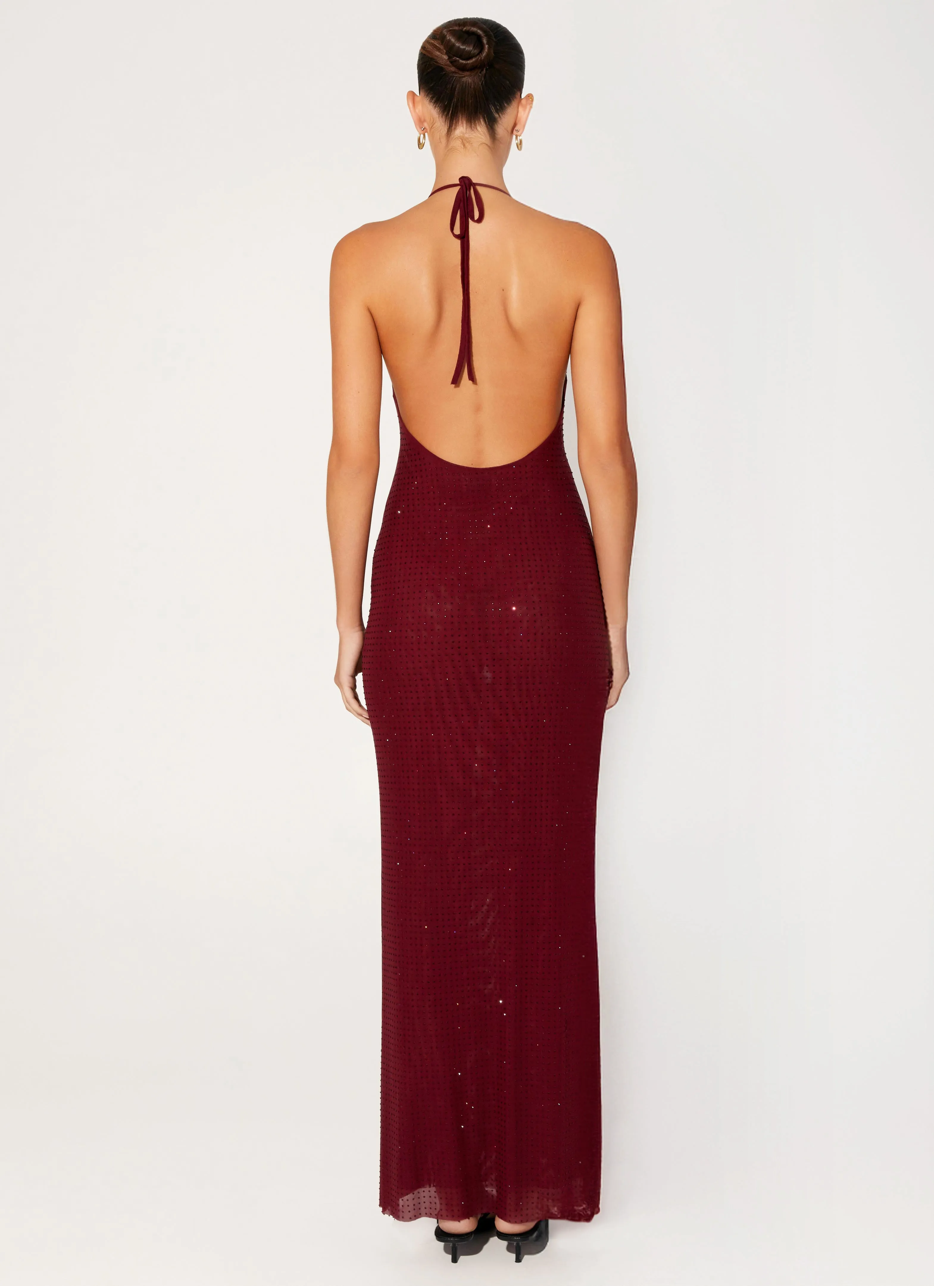 Keliese Beaded Maxi Dress - Burgundy Cool Simplicity