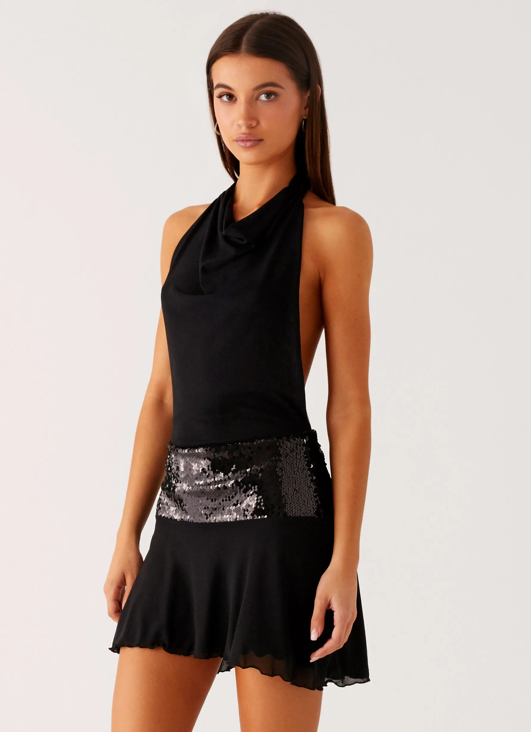 Kelsey Sequin Mini Dress - Black perfect for events