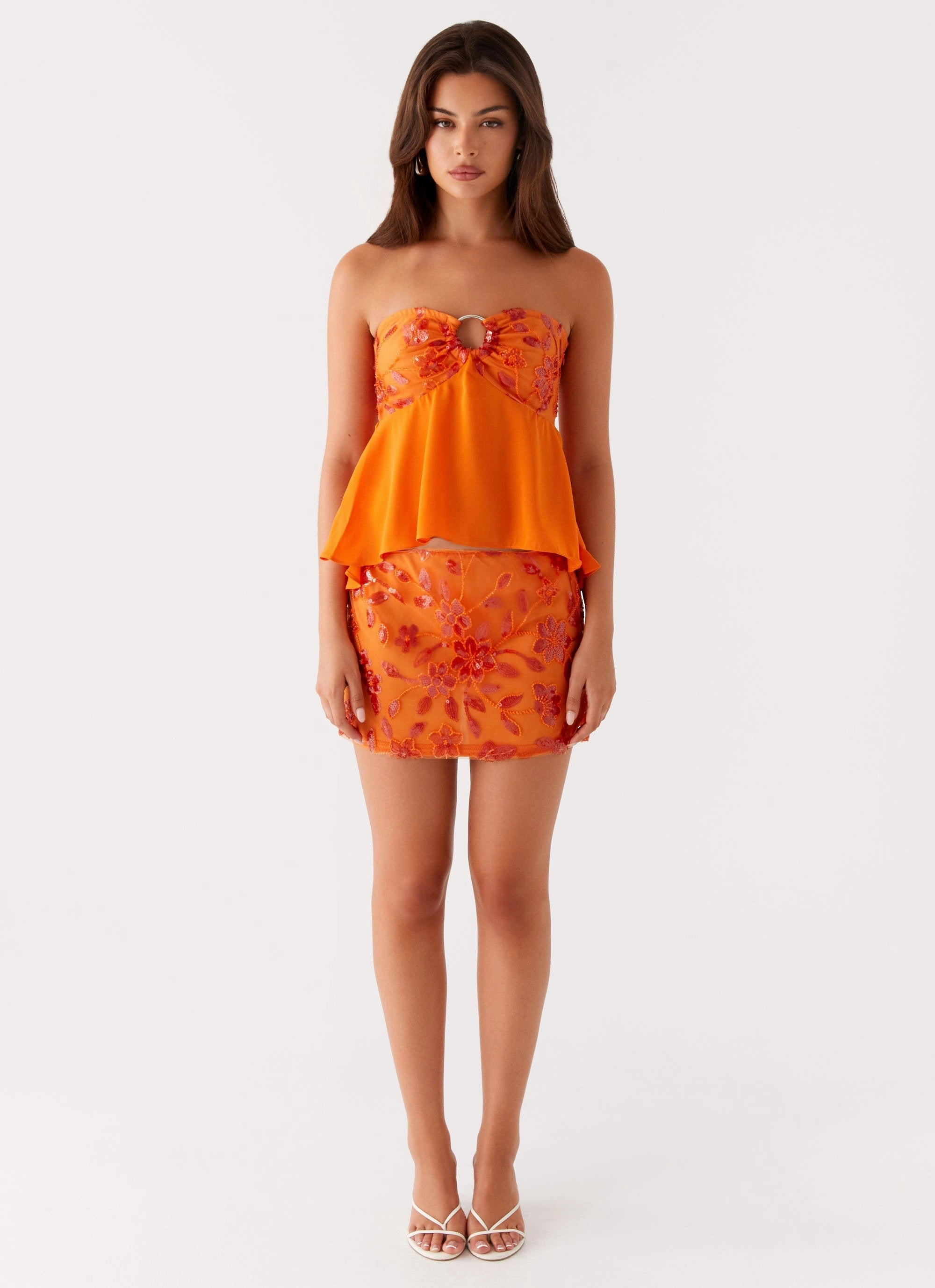 Kenya Beaded Halter Top - Orange Sustainable Waterproofing Elastic Edge Binding