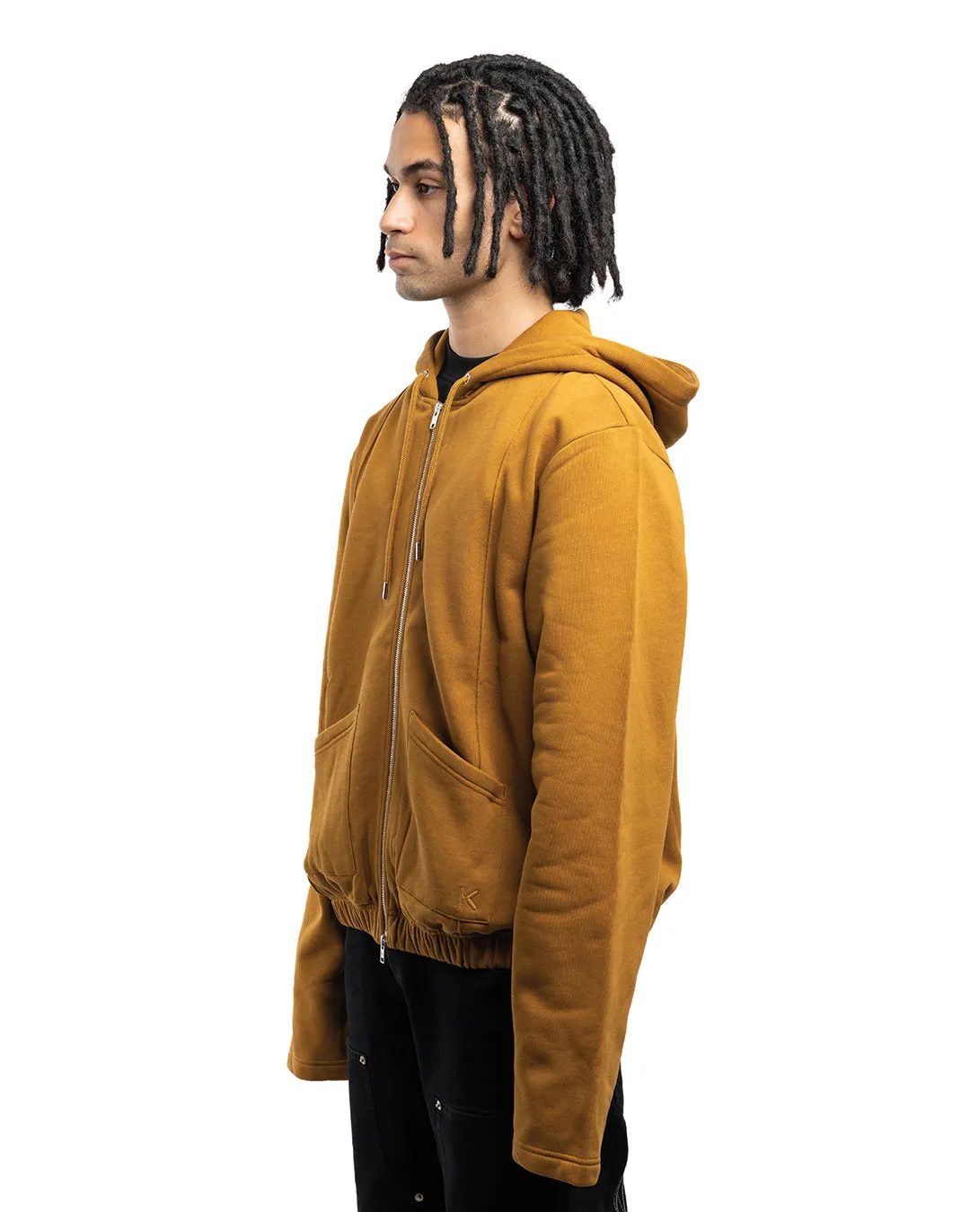 Kenzo Pintuck Zip Up Hoodie Tabacco