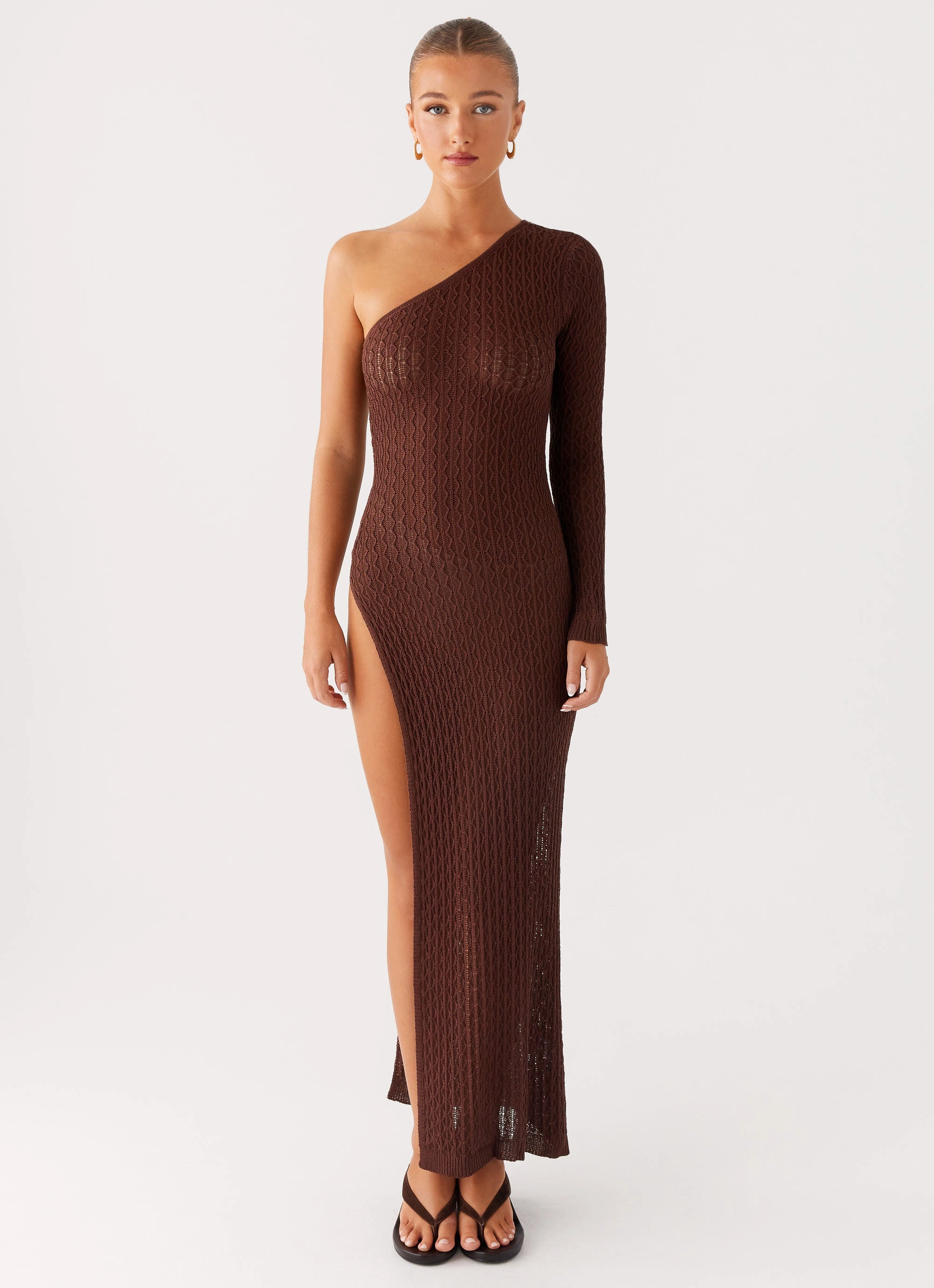Refined Feel Chilly Comfort Wear Kerri Knit Maxi Dress - Dark Chocolate