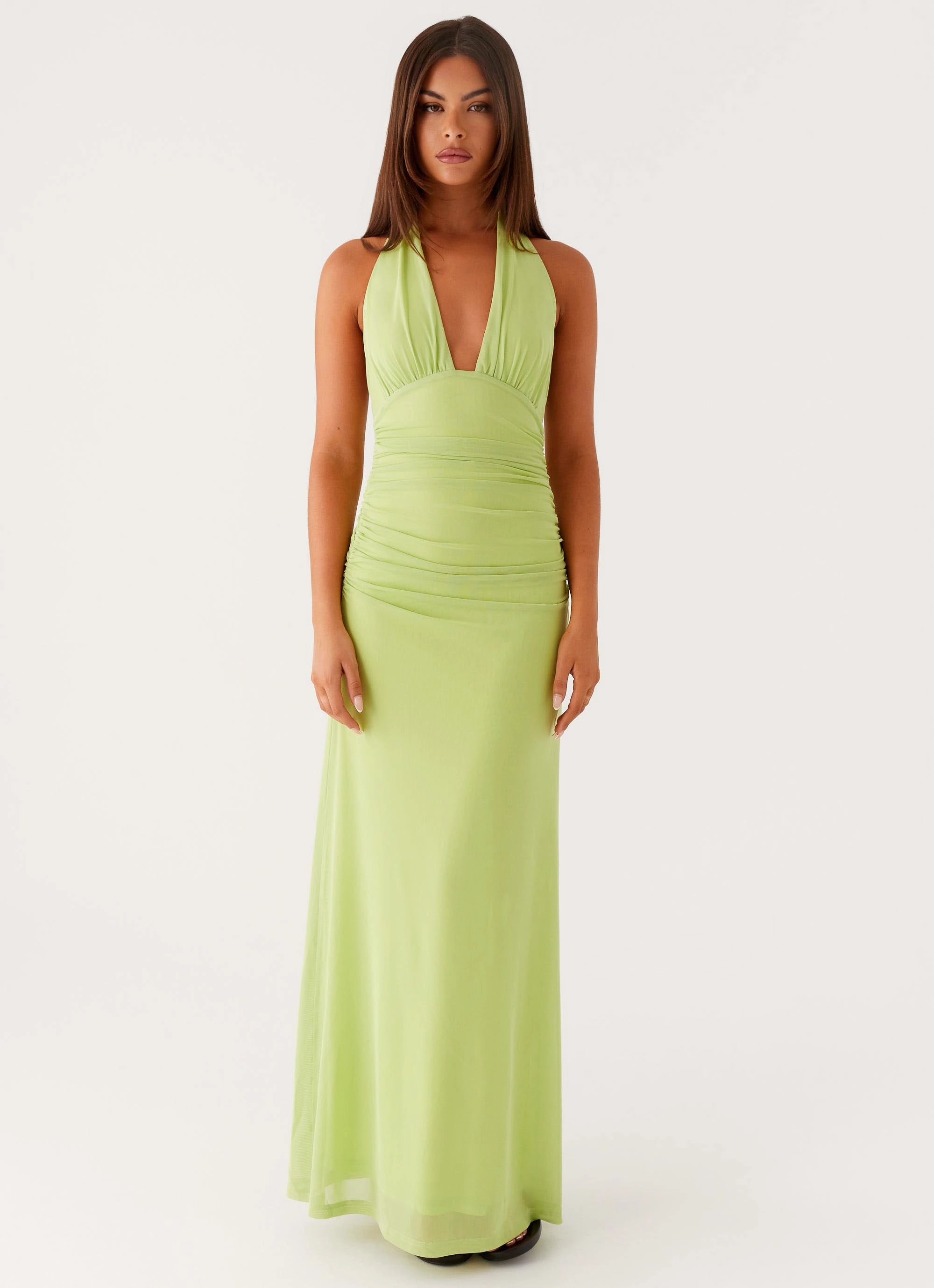 Kerrie Maxi Dress - Lime Smart Texture Lounge Cut