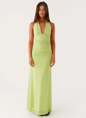 Kerrie Maxi Dress - Lime Smart Texture Lounge Cut