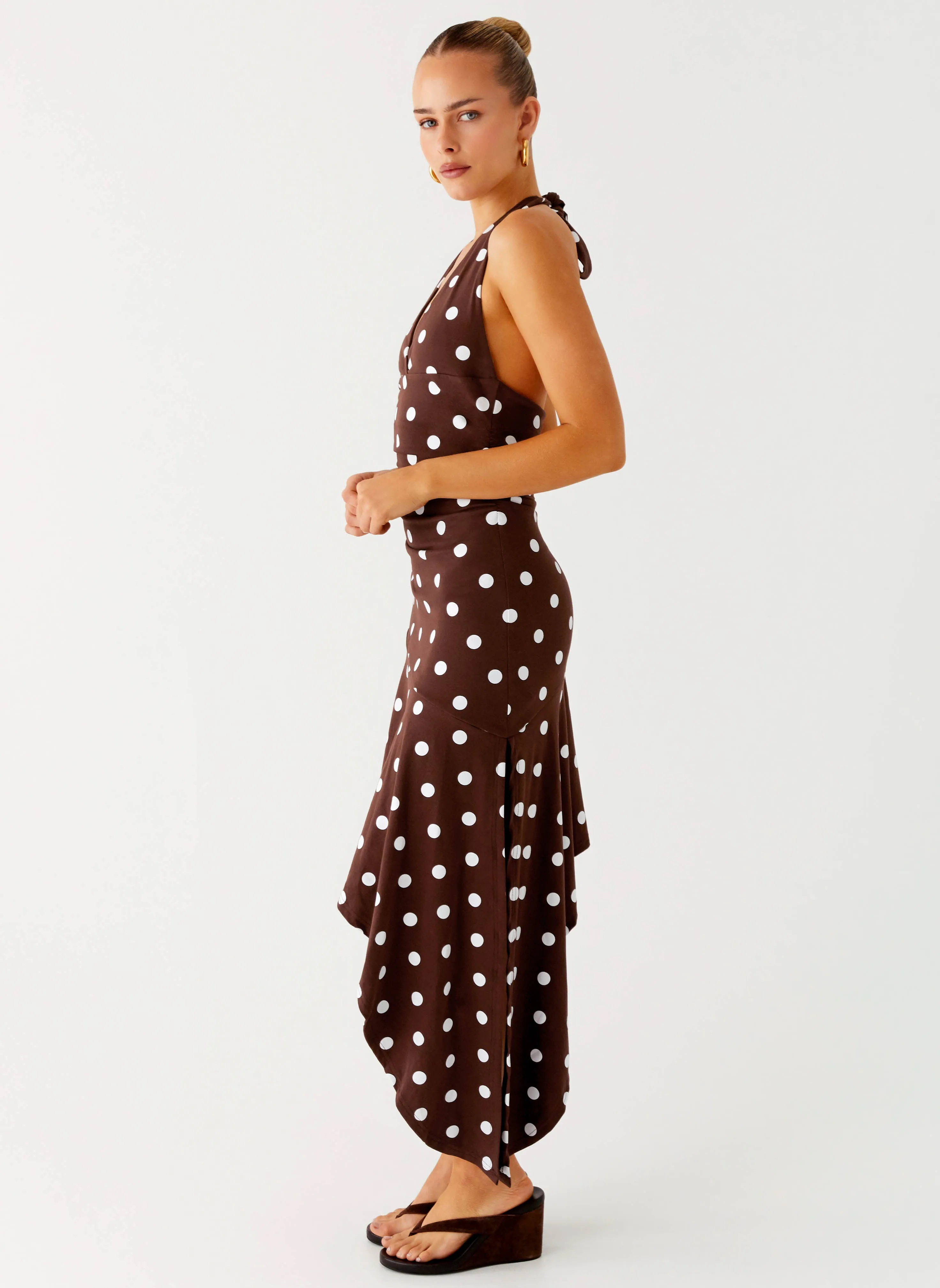 Beauty Zone Keylani Halter Midi Dress - Chocolate