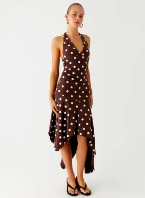 Stylish Silhouette Keylani Halter Midi Dress - Chocolate
