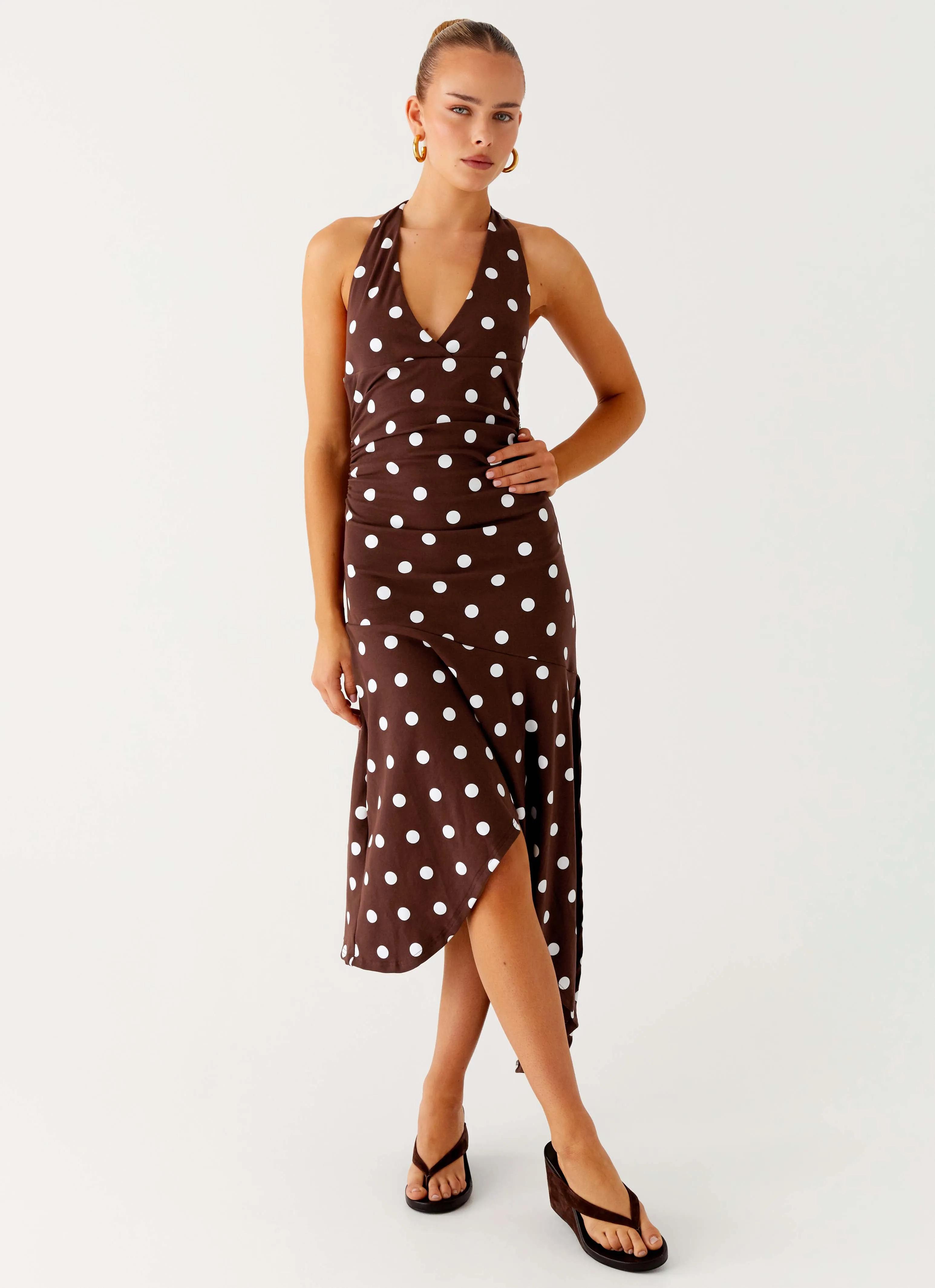 Keylani Halter Midi Dress - Chocolate City Rhythm