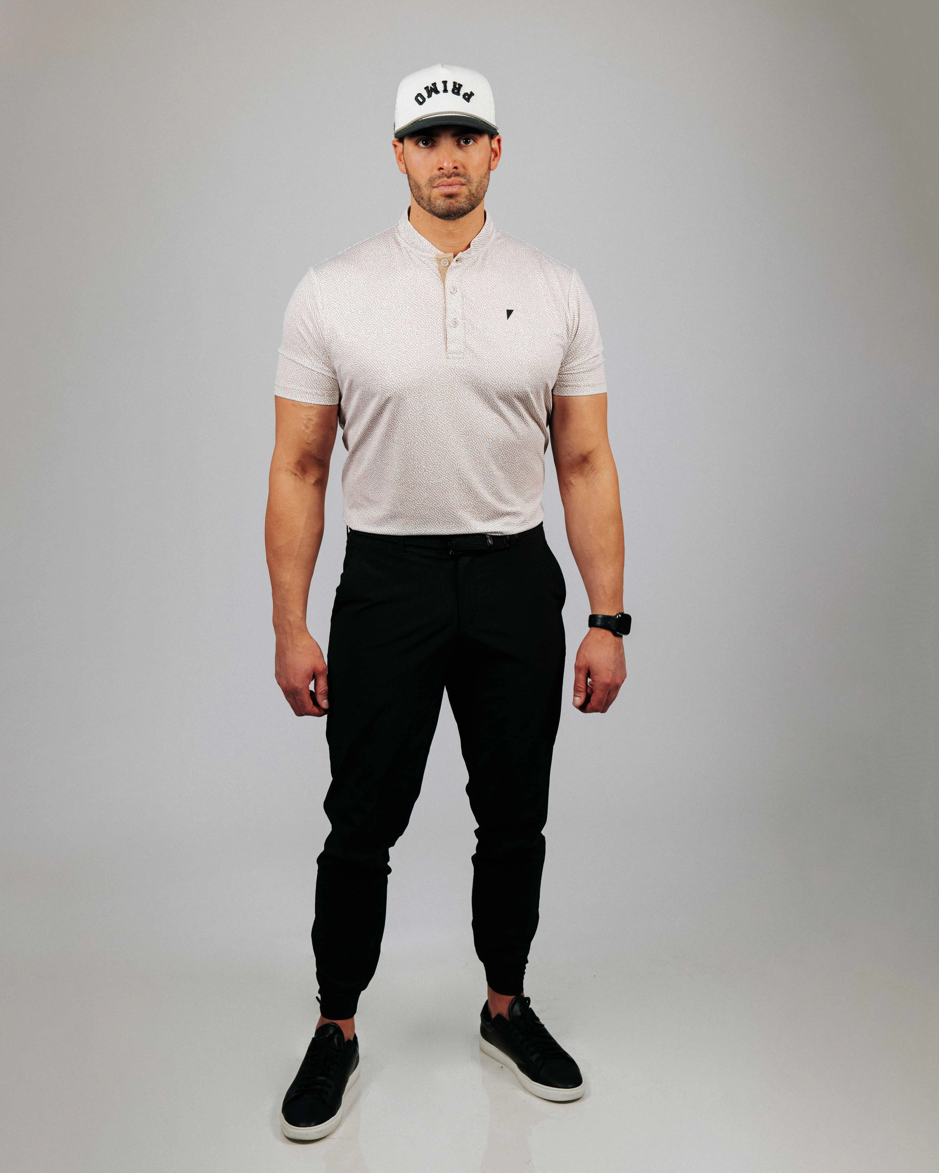 Khaki Maze Blade Polo Soft Touch Fabric