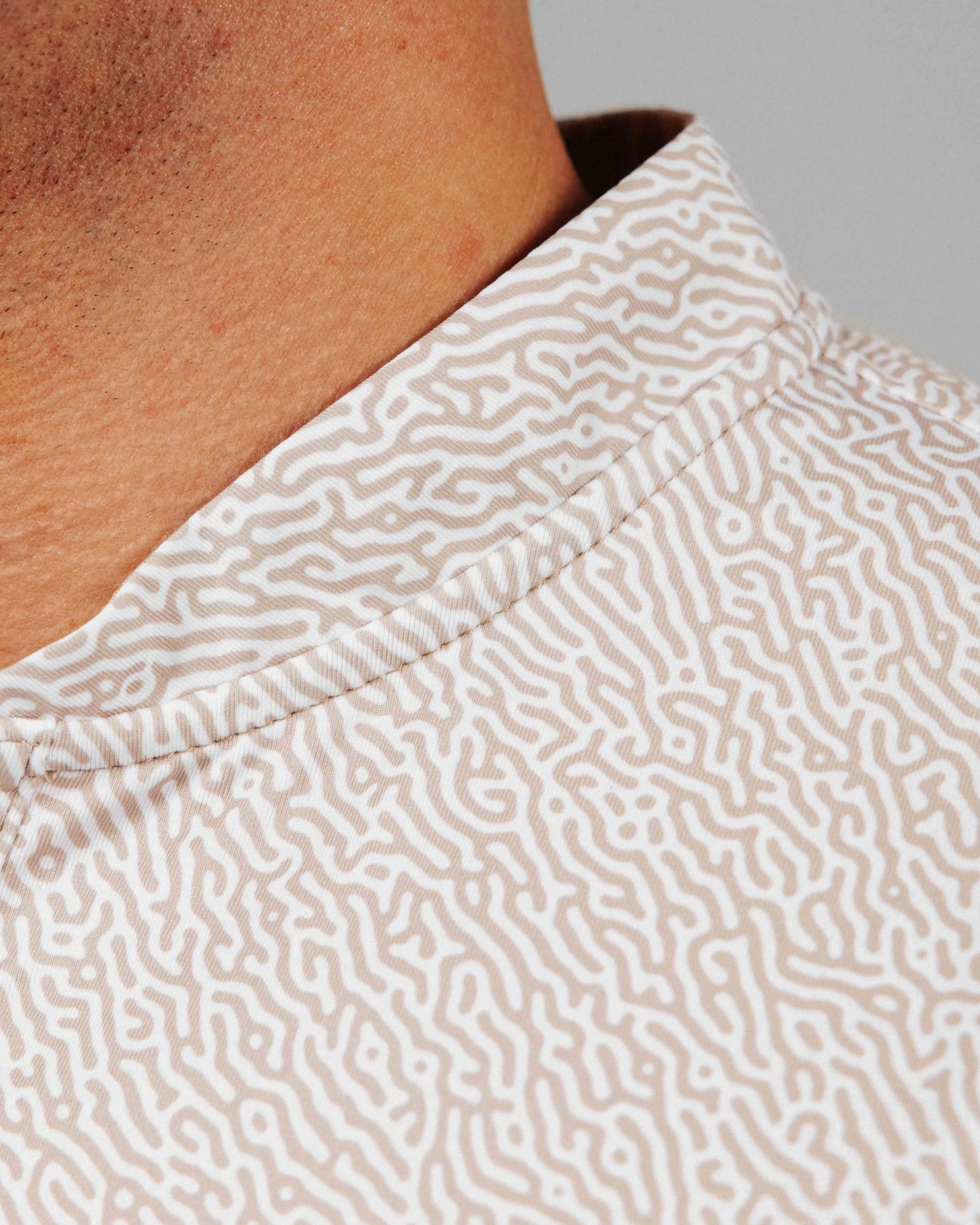 Khaki Maze Blade Polo Circular Knit