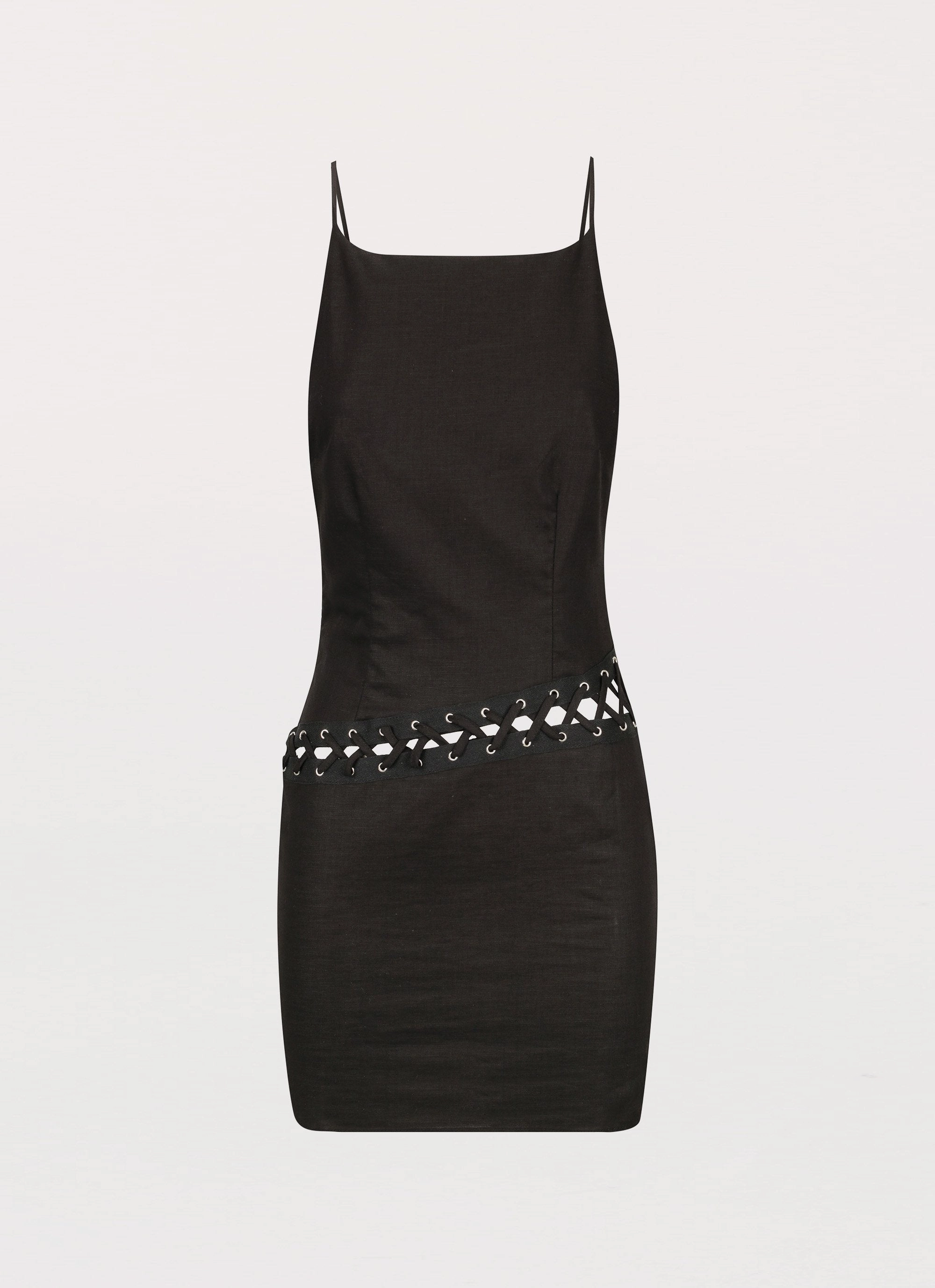Perfect Always Linen Mini Dress - Black Pure Fabric