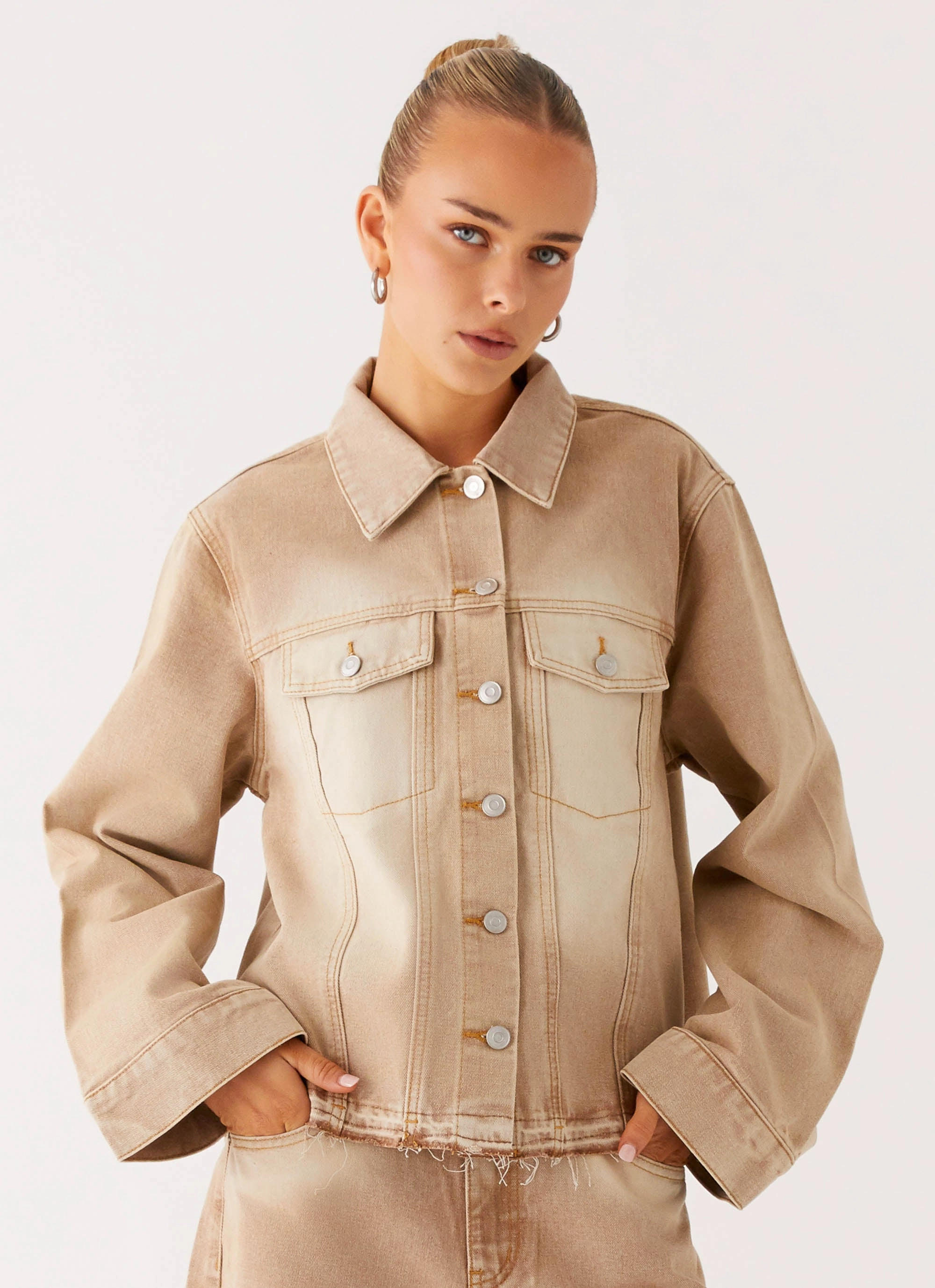 Khalil Denim Jacket - Tan Ultraviolet Protection Factor