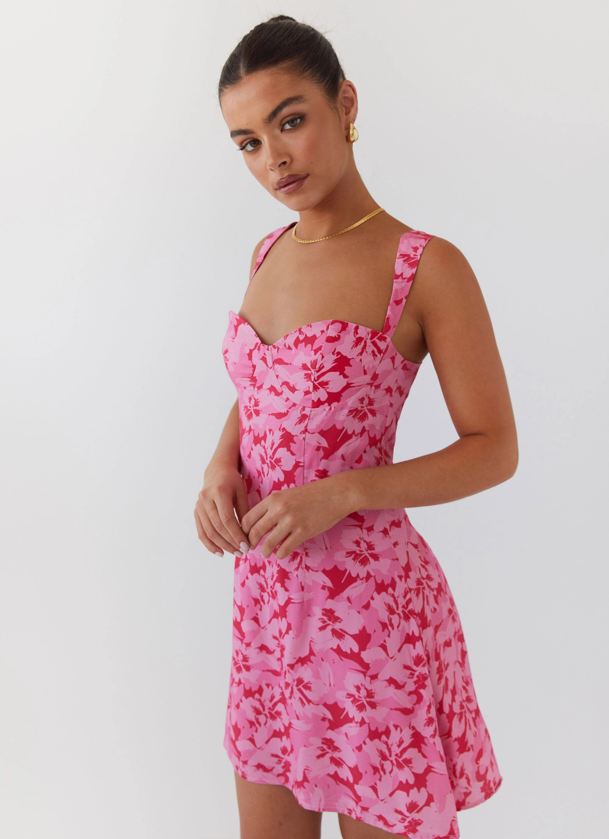 Kiah Bustier Mini Dress - Cherry Blossom Breezy Style Chill Detail