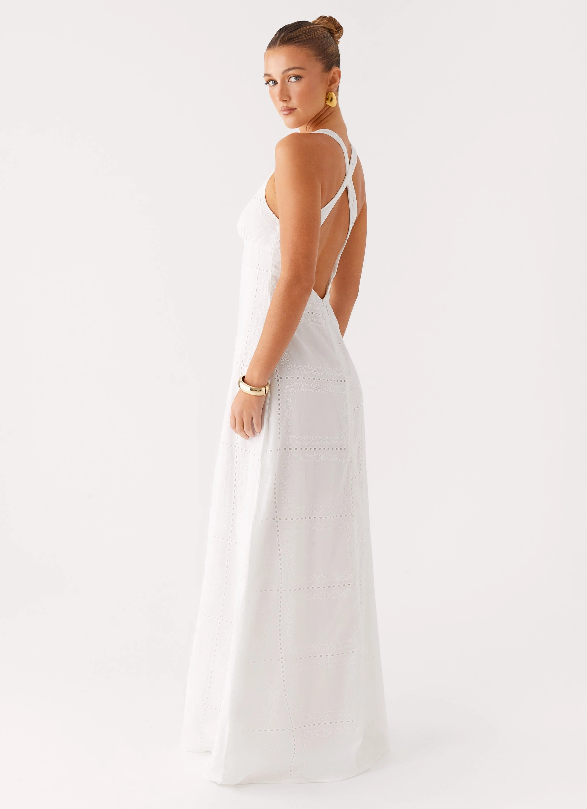 Slim Touch Kiana Halter Maxi Dress - White