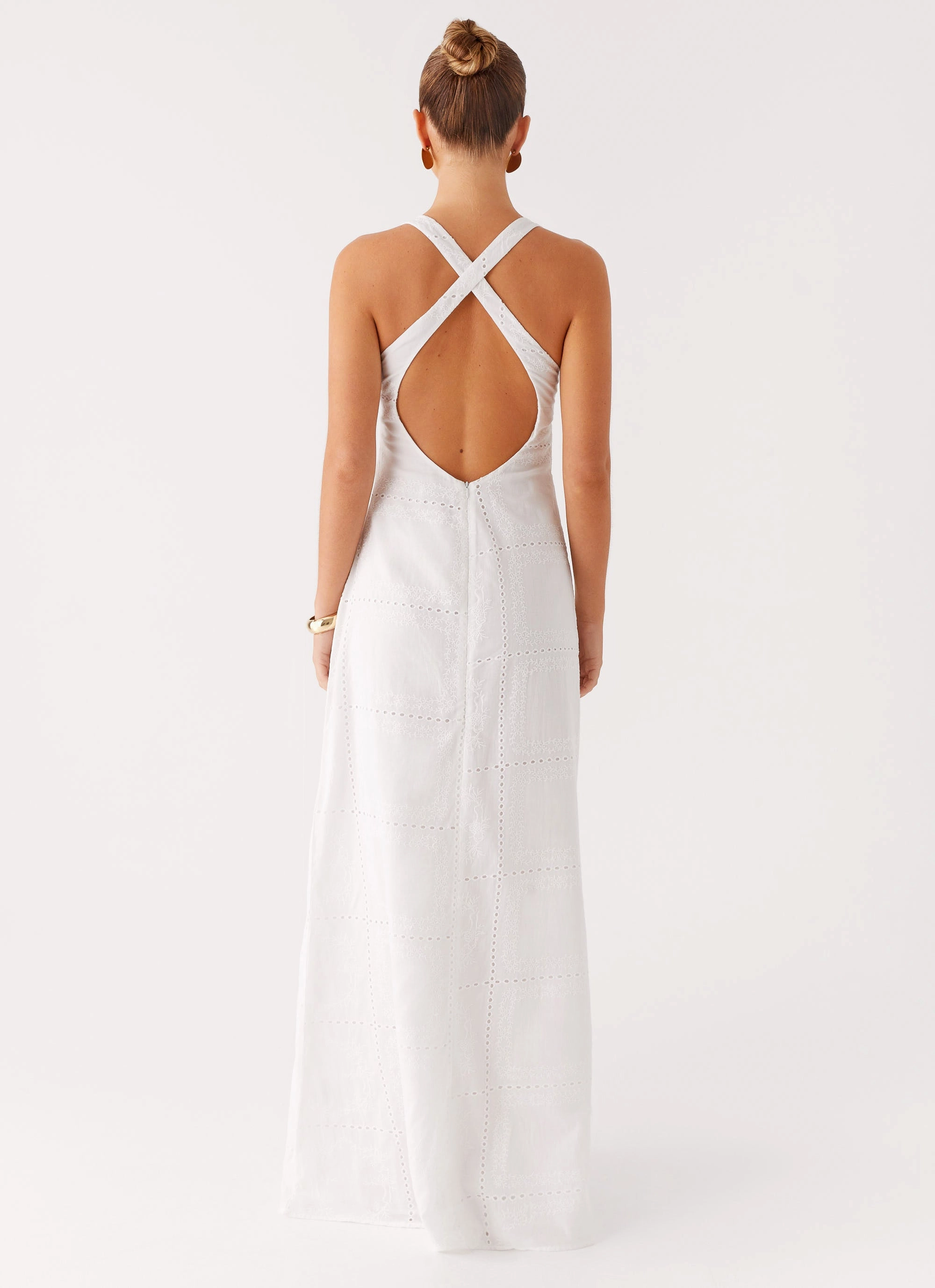 Wide Hemline Kiana Halter Maxi Dress - White