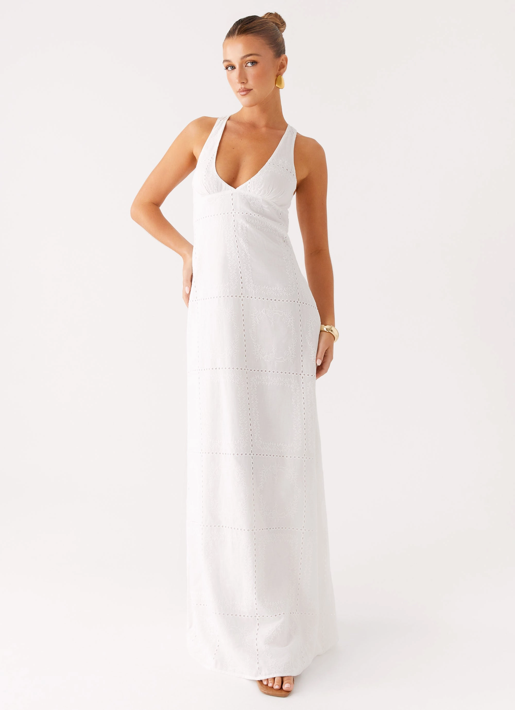 Kiana Halter Maxi Dress - White All Gender