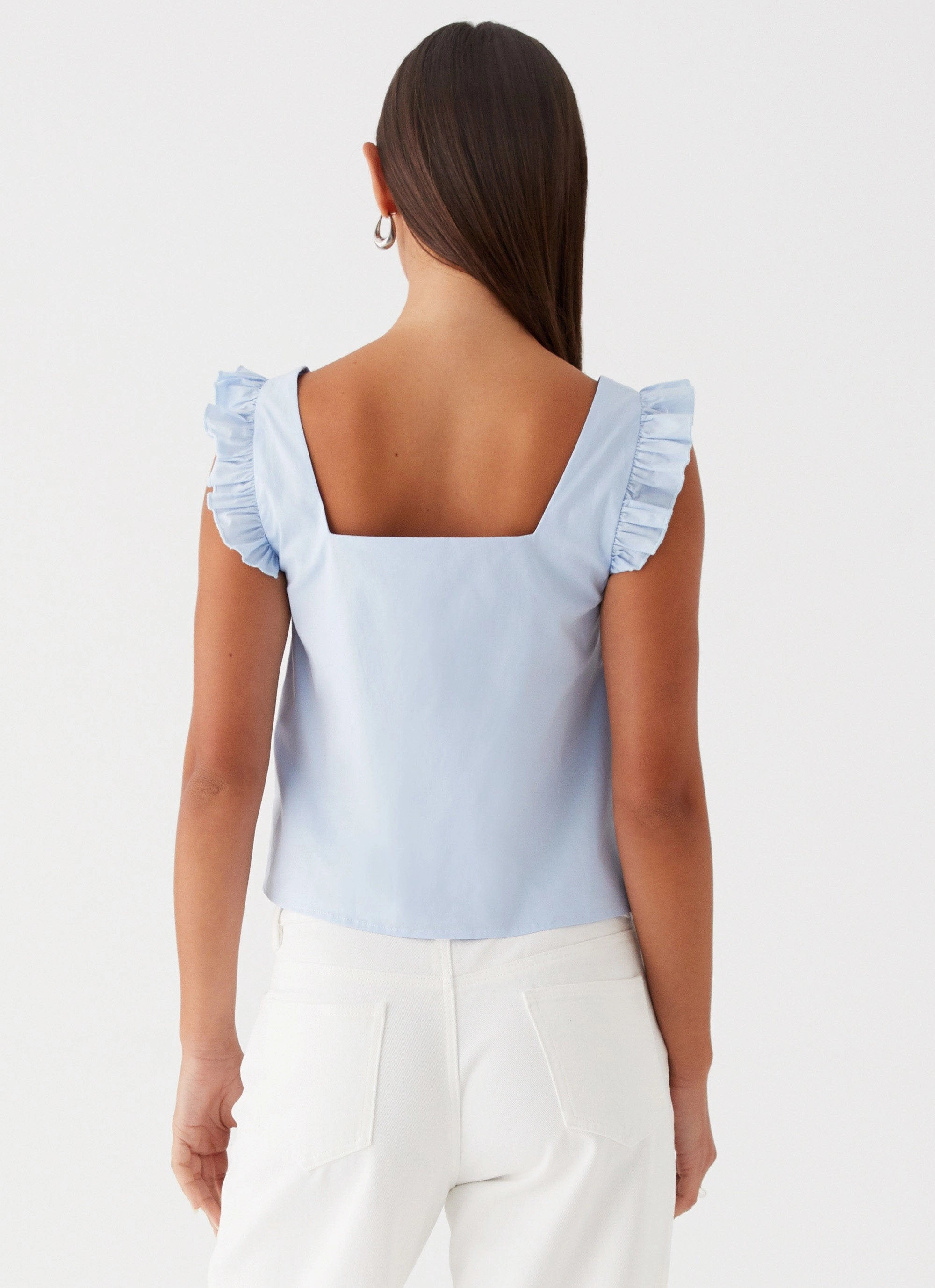 AntiMicrobialLining Fashionable Shirt Kiani Tie Front Top - Blue