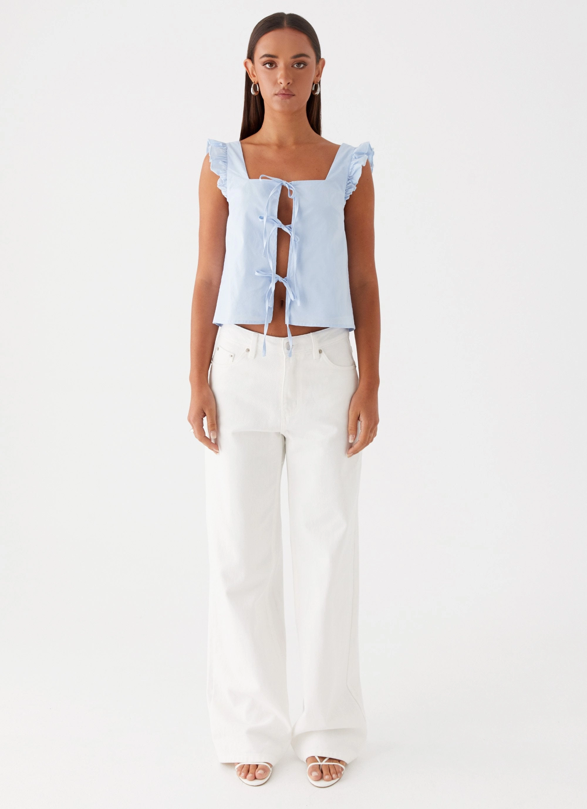Easy Care Fabric AllDaySoftness Kiani Tie Front Top - Blue